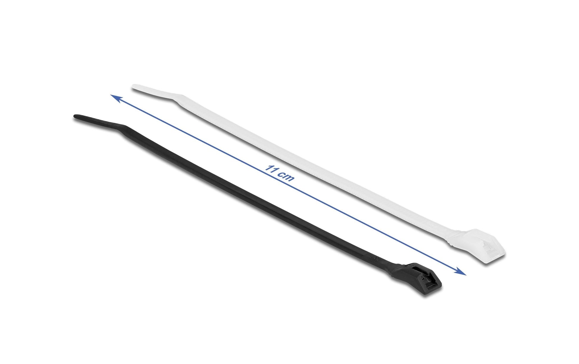 DeLOCK Kabelbinder, 100er-Pack, Polyamid, flammhemmend (UL94 V2) – schwarz/transparent