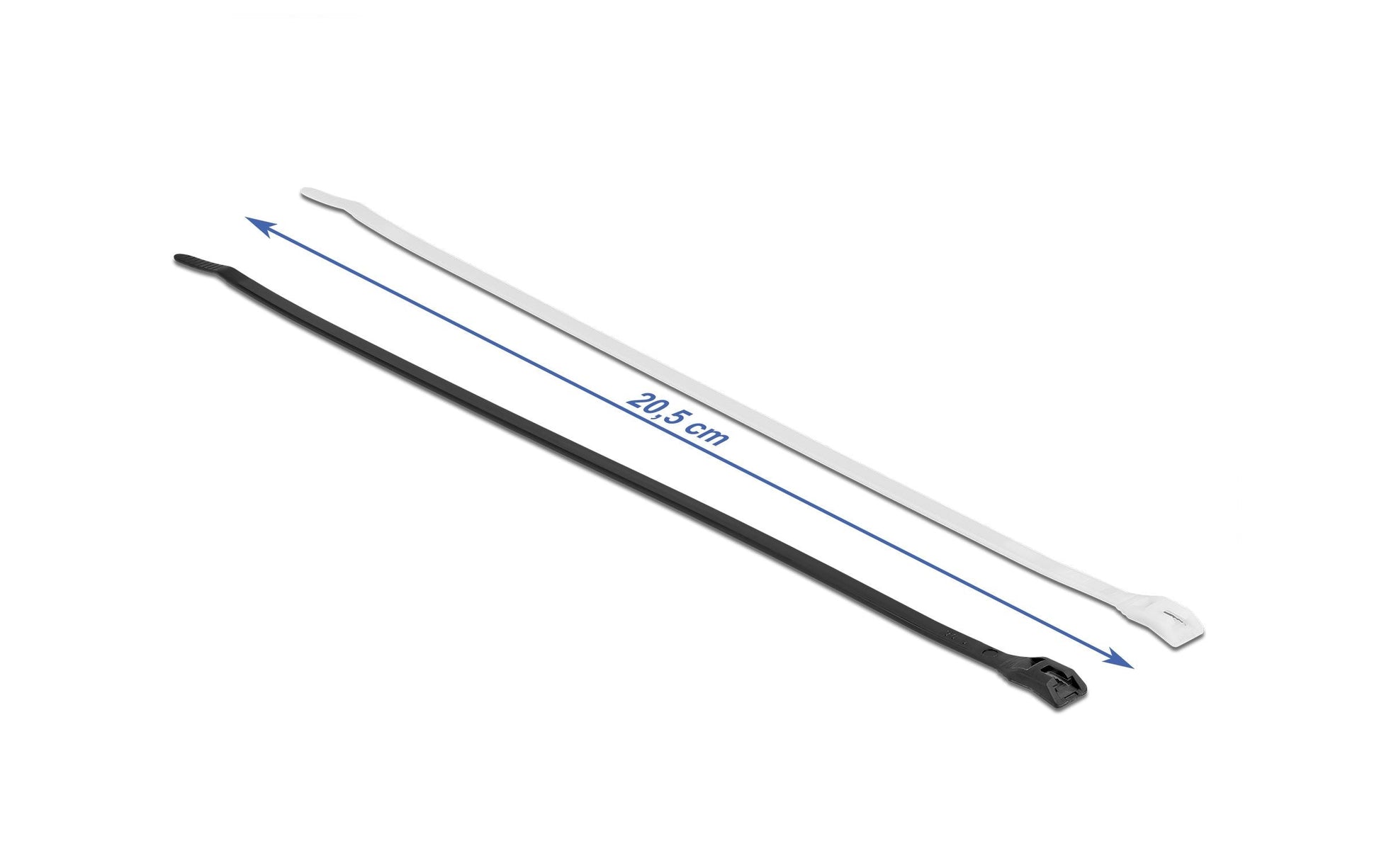 DeLOCK Kabelbinder 205 × 4,6 mm, Polyamid, Schwarz/Transparent, 100 Stk.