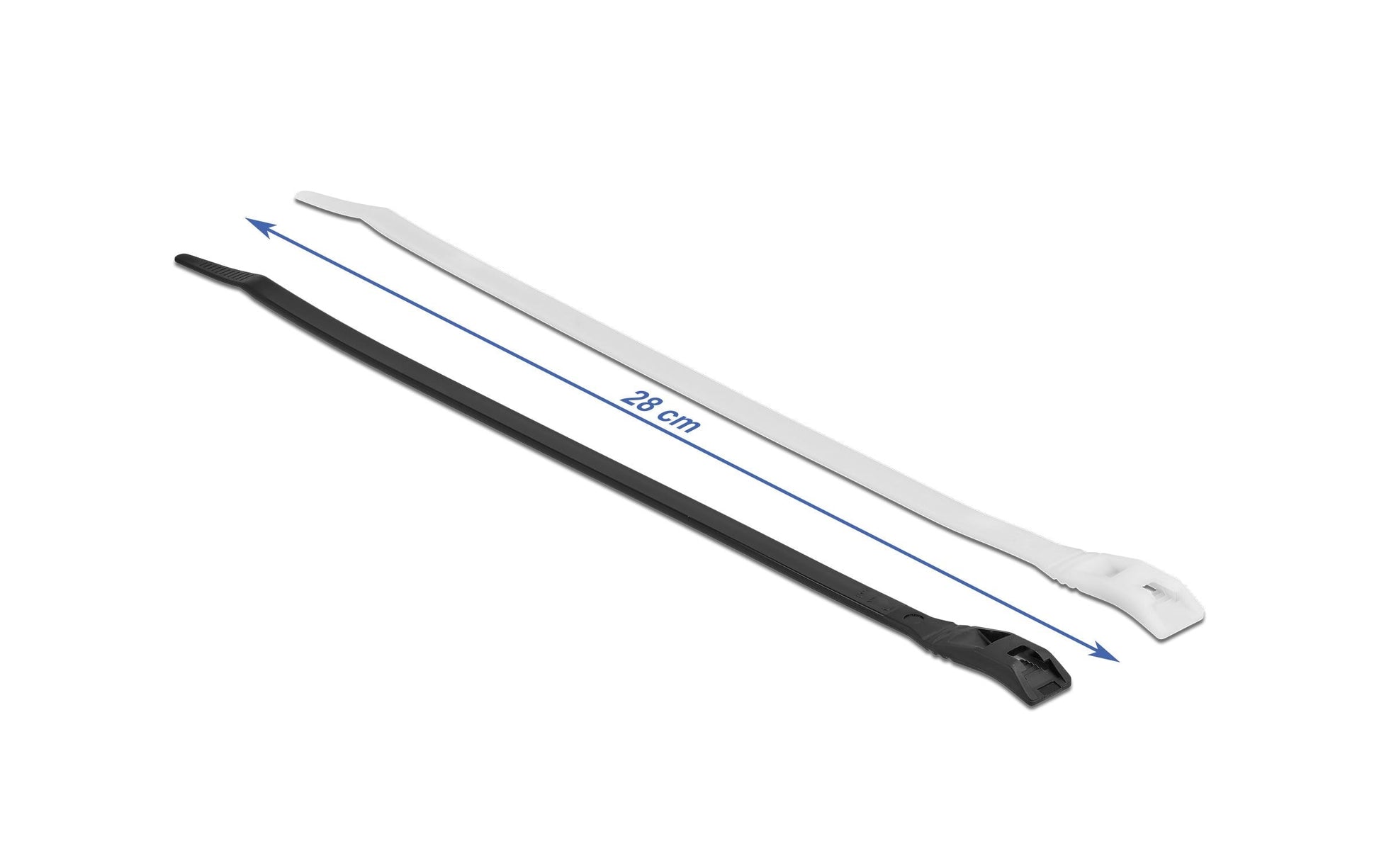 DeLOCK Kabelbinder, 7,6 mm × 0,28 m, schwarz, 100 Stück
