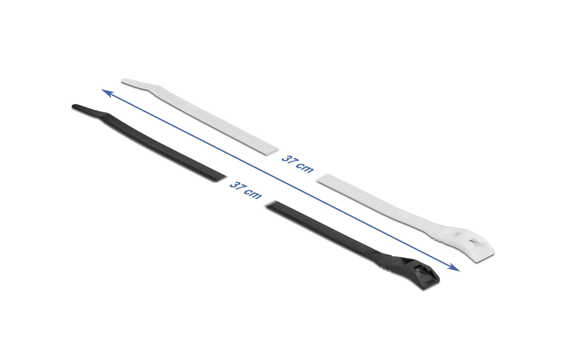 DeLOCK Kabelbinder, 370×7,6 mm, 100er-Pack – schwarz/transparent