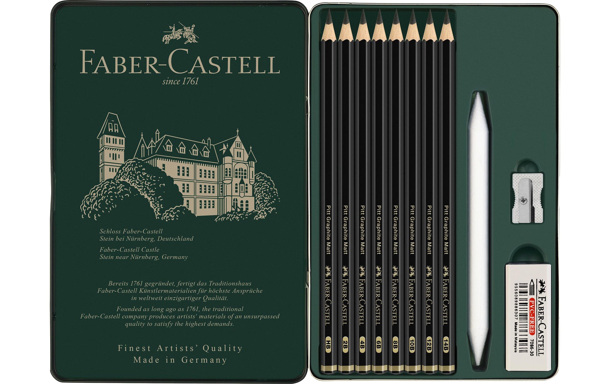 Faber-Castell PITT Graphite Matt Graphit-Set, Metall-Box – 11-teilig