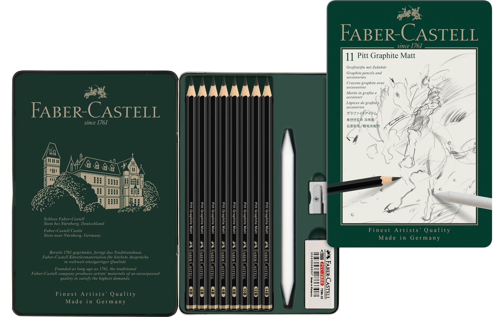 Faber-Castell PITT Graphite Matt Graphit-Set, Metall-Box – 11-teilig