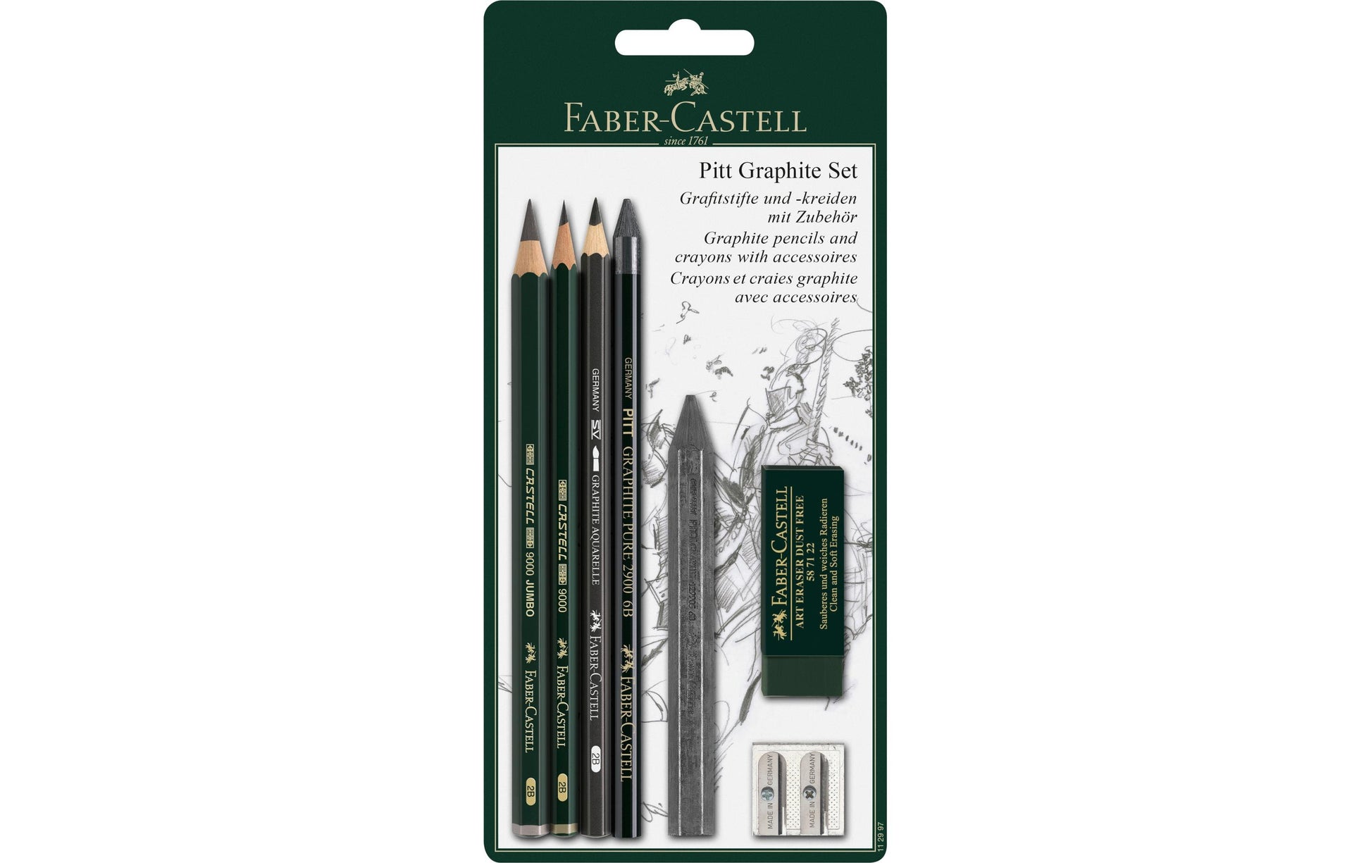 Faber-Castell Pitt Graphit-Set, 2B – 7-teiliges Set