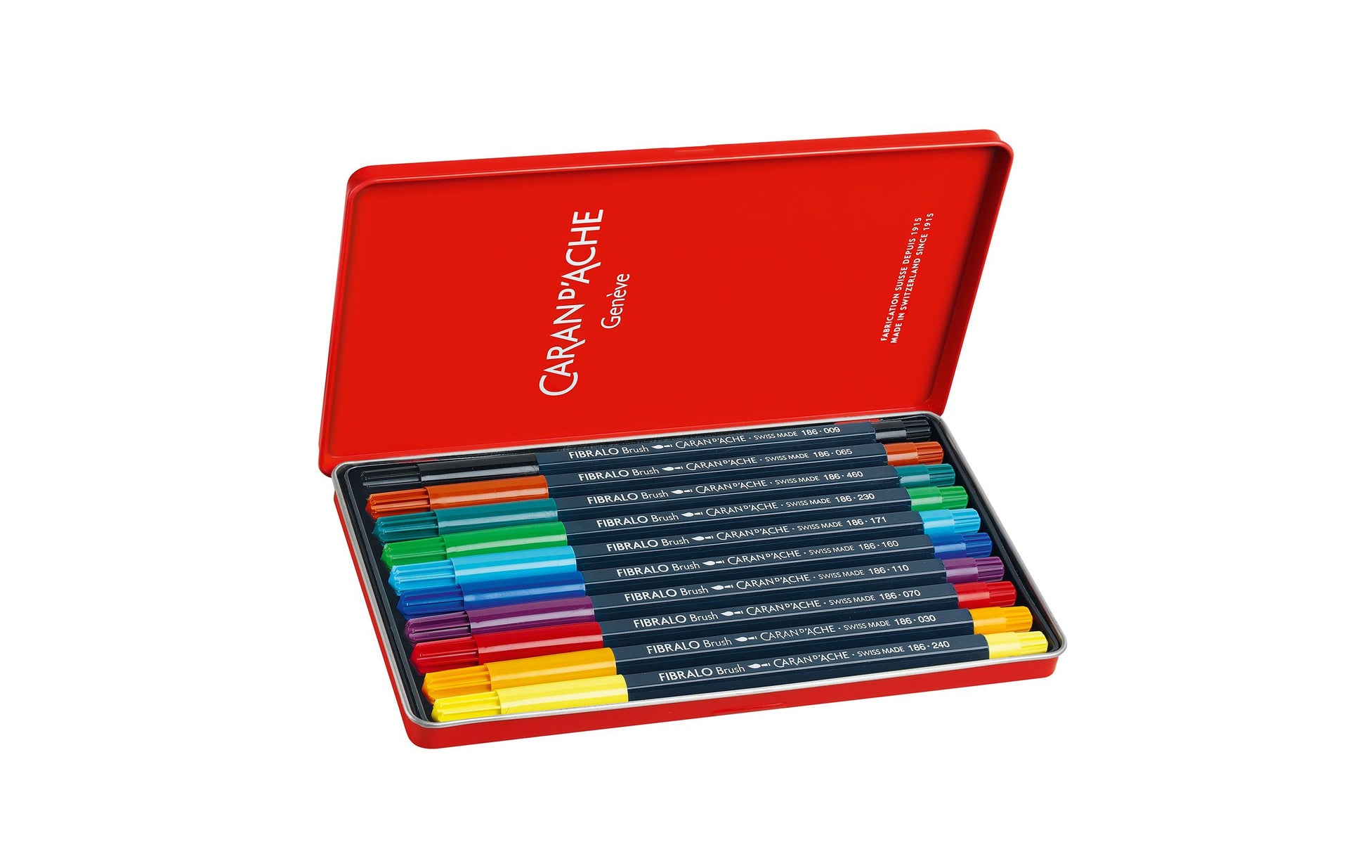 Caran d-Ache Fasermaler Fibralo Brush, Strichbreite 0,5–5 mm, auswaschbar, 10 Farben