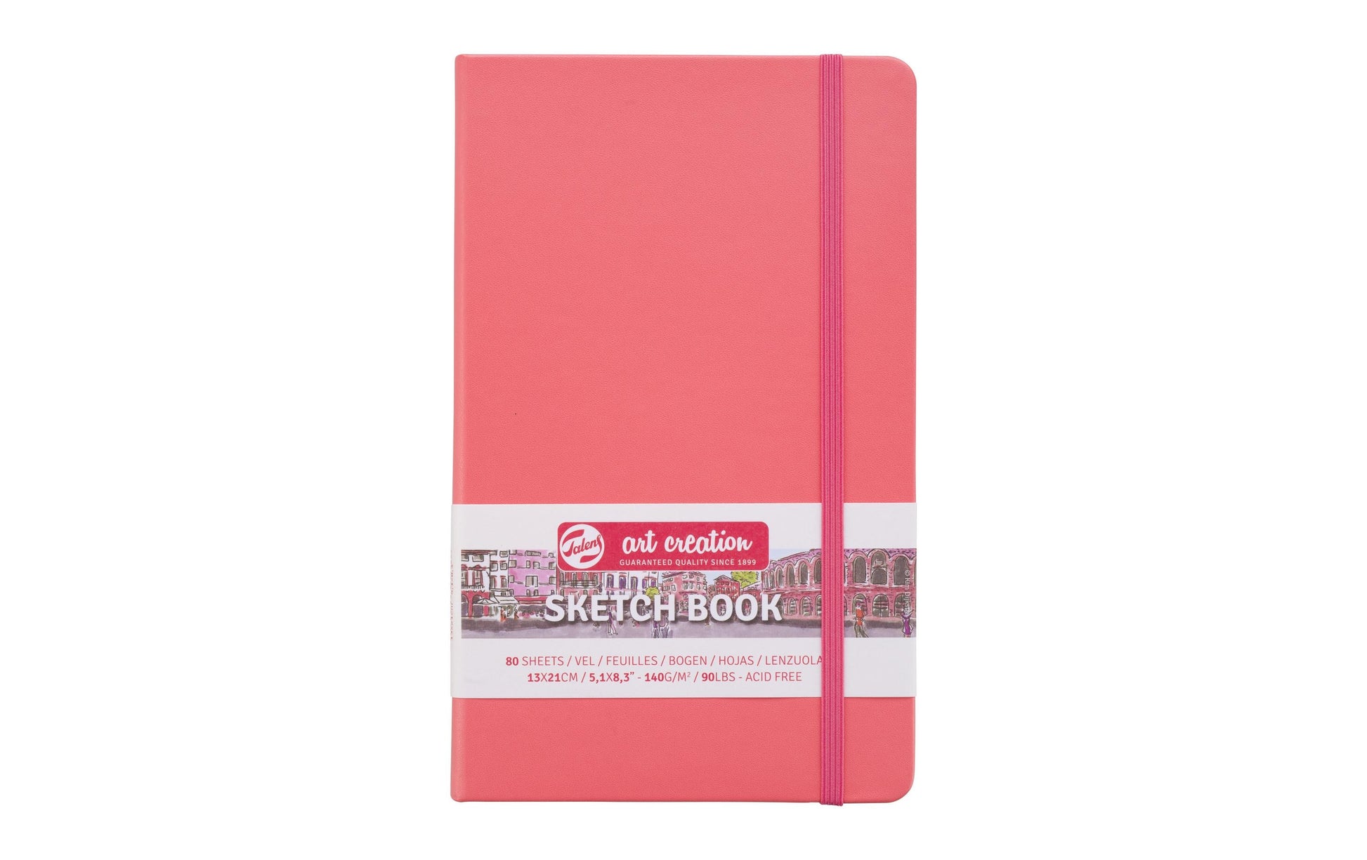 Talens Skizzenblock – 13 × 21 cm – 140 g/m² – 80 Blatt – cremefarbenes Papier, Korallenrot, für Mixed Media
