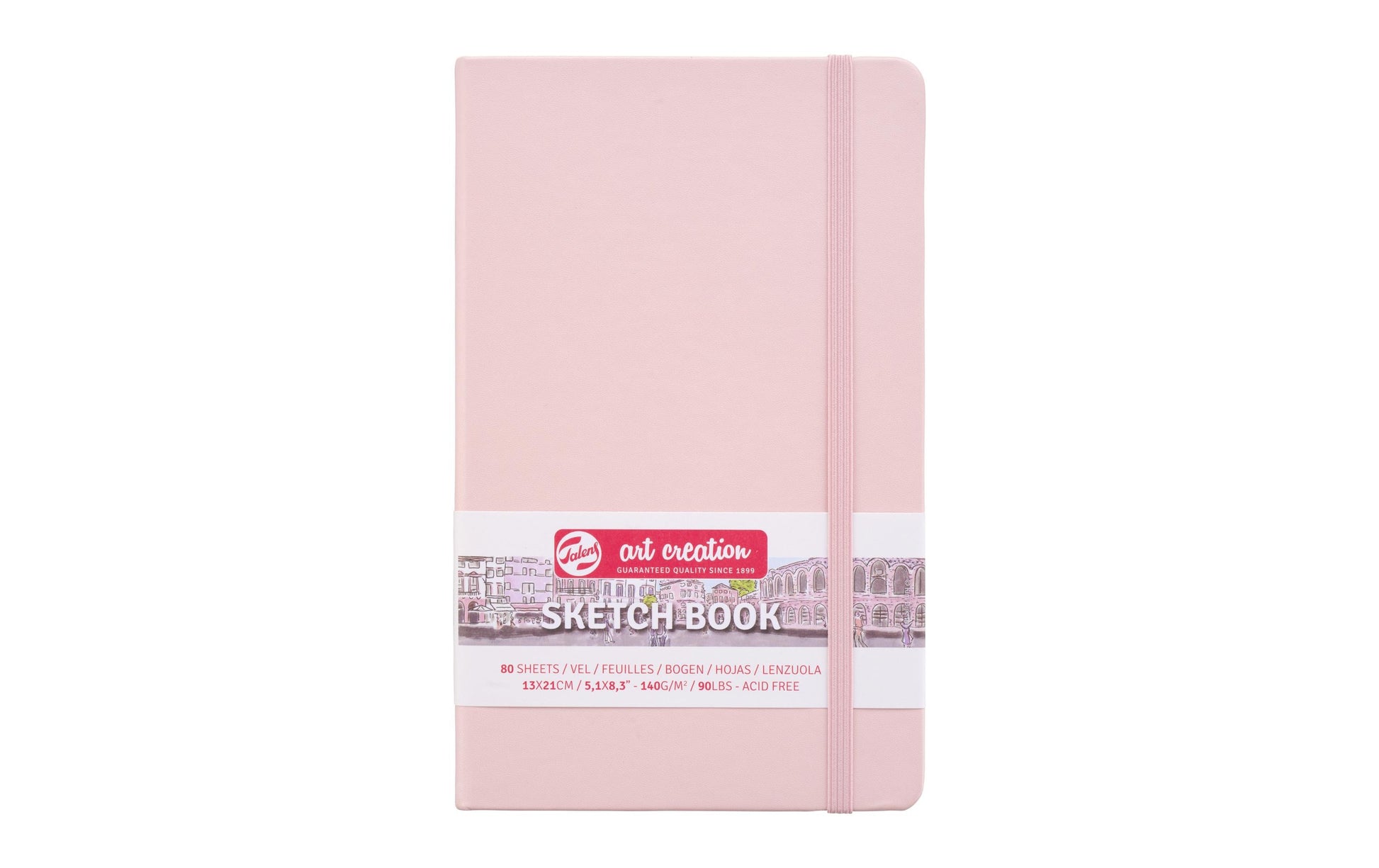 Talens Skizzenblock – 13 × 21 cm – 140 g/m² – 80 Blatt – cremefarbenes Papier, Pastellrosa, für Mixed Media