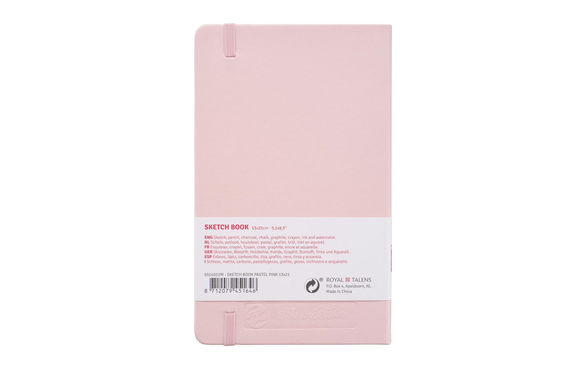 Talens Skizzenblock – 13 × 21 cm – 140 g/m² – 80 Blatt – cremefarbenes Papier, Pastellrosa, für Mixed Media