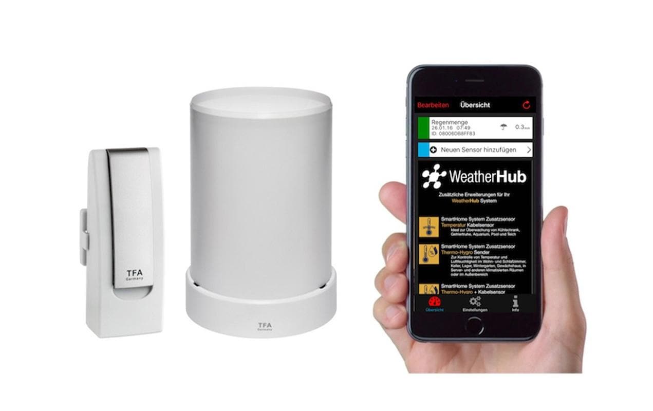 TFA-Dostmann TFA Dostmann WeatherHub SET3 – Wetterstation, WLAN, Regenmesser, 100 m Reichweite – Weiss