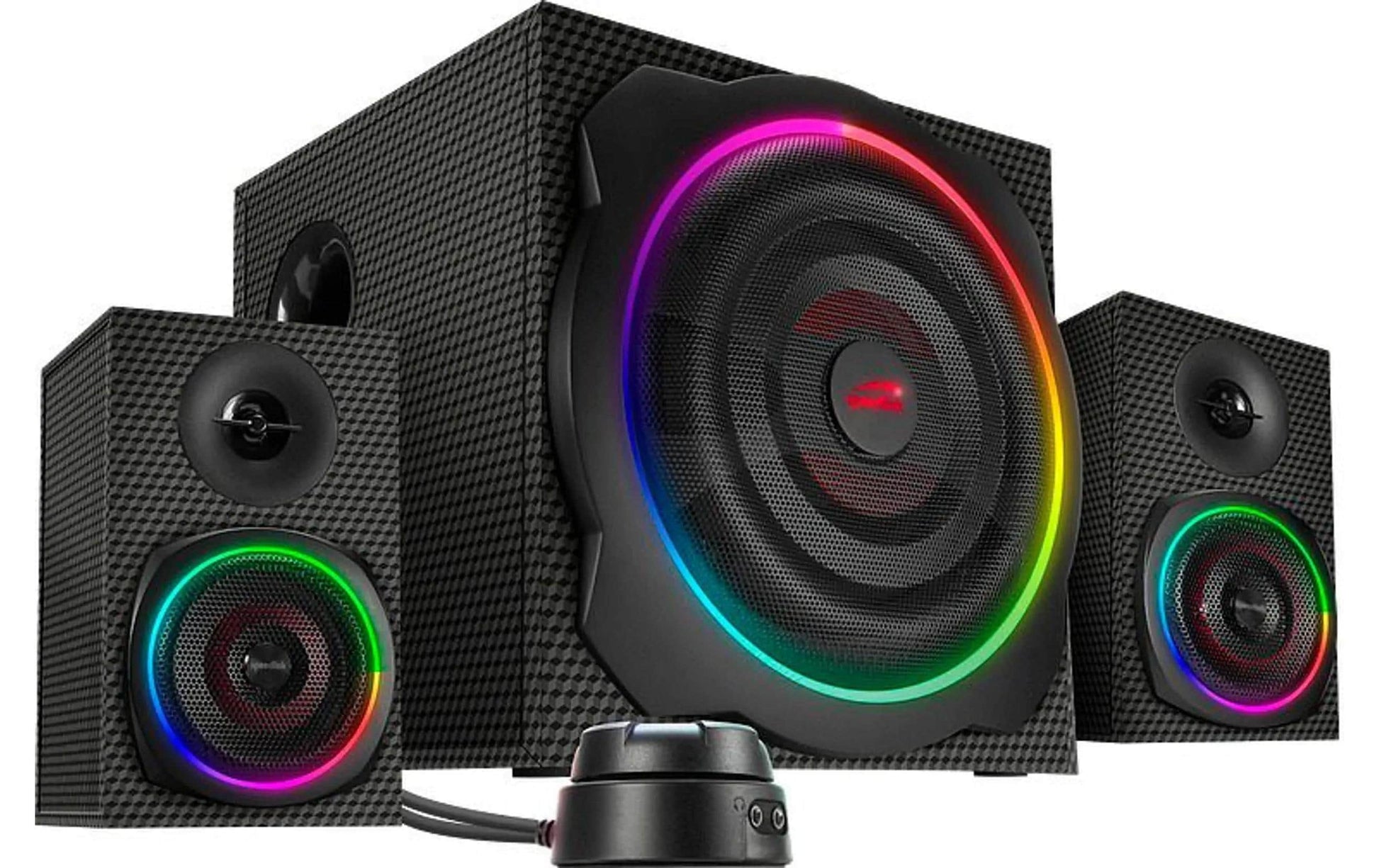 SPEEDLINK SL-830100-BK – PC-Lautsprecher-Set 2.1 – 60 W, mit Subwoofer, Cinch, Schwarz