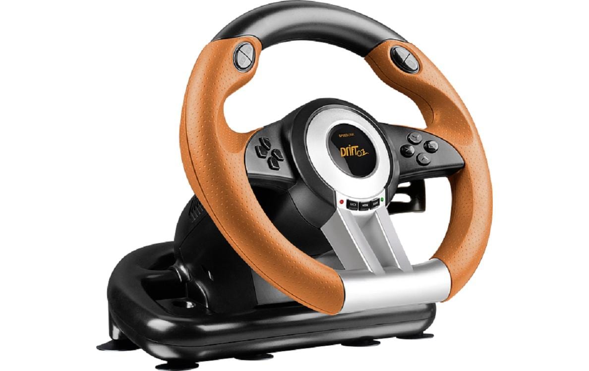 SPEEDLINK DRIFT O.Z. SL6695BKO – Gamepad – USB (kabelgebunden), Lenkrad mit Pedalen, 12 Tasten, Vibration – für PC