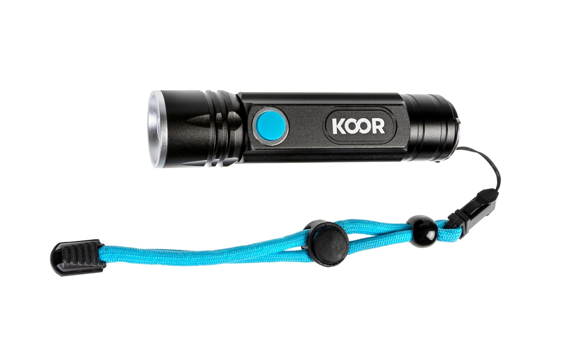 KOOR Taschenlampe P7 – 350 lm, 20 m, IP45, USB, 1200 mAh Akku – Schwarz