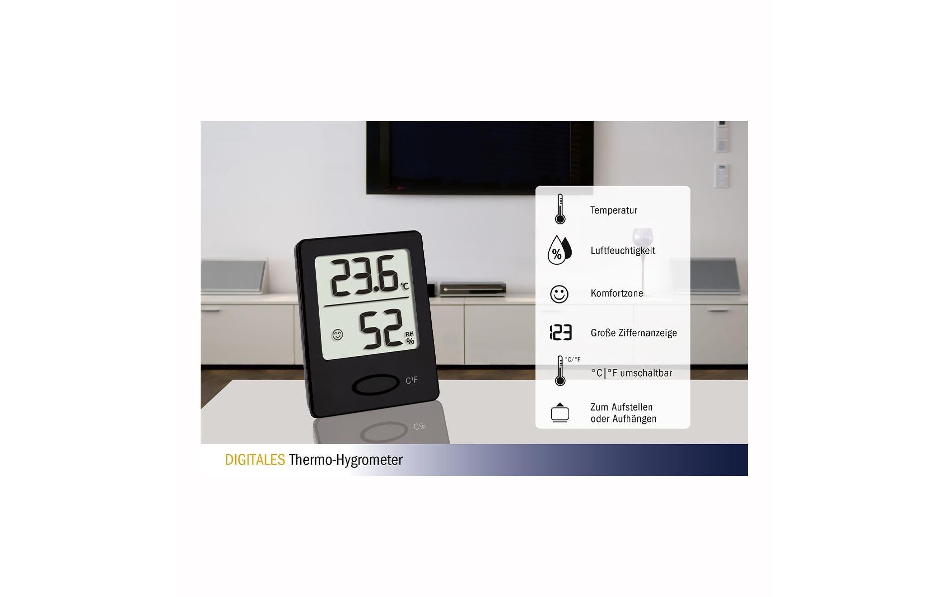 TFA-Dostmann Temperatur-/Feuchtesensor – Kabellos, −50–70 °C, 10–99 %