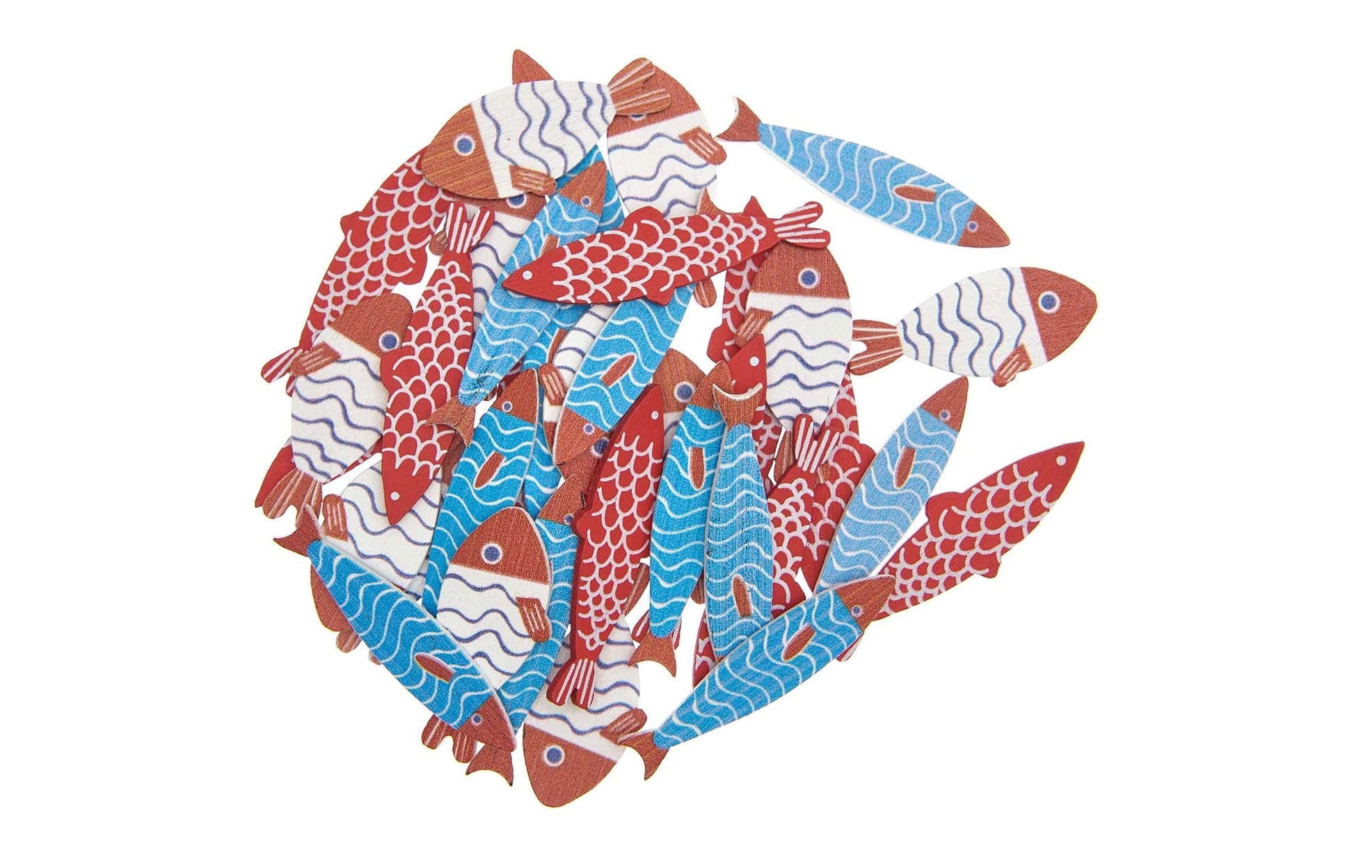 Rico Design Streudeko Fische – Mehrfarbig – Holz (Pappel) – 36 Stk