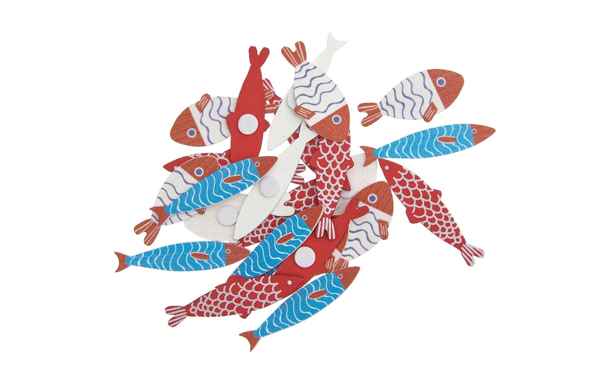 Rico Design Sticker – Fische, mehrfarbig – 24 Stück, Holz