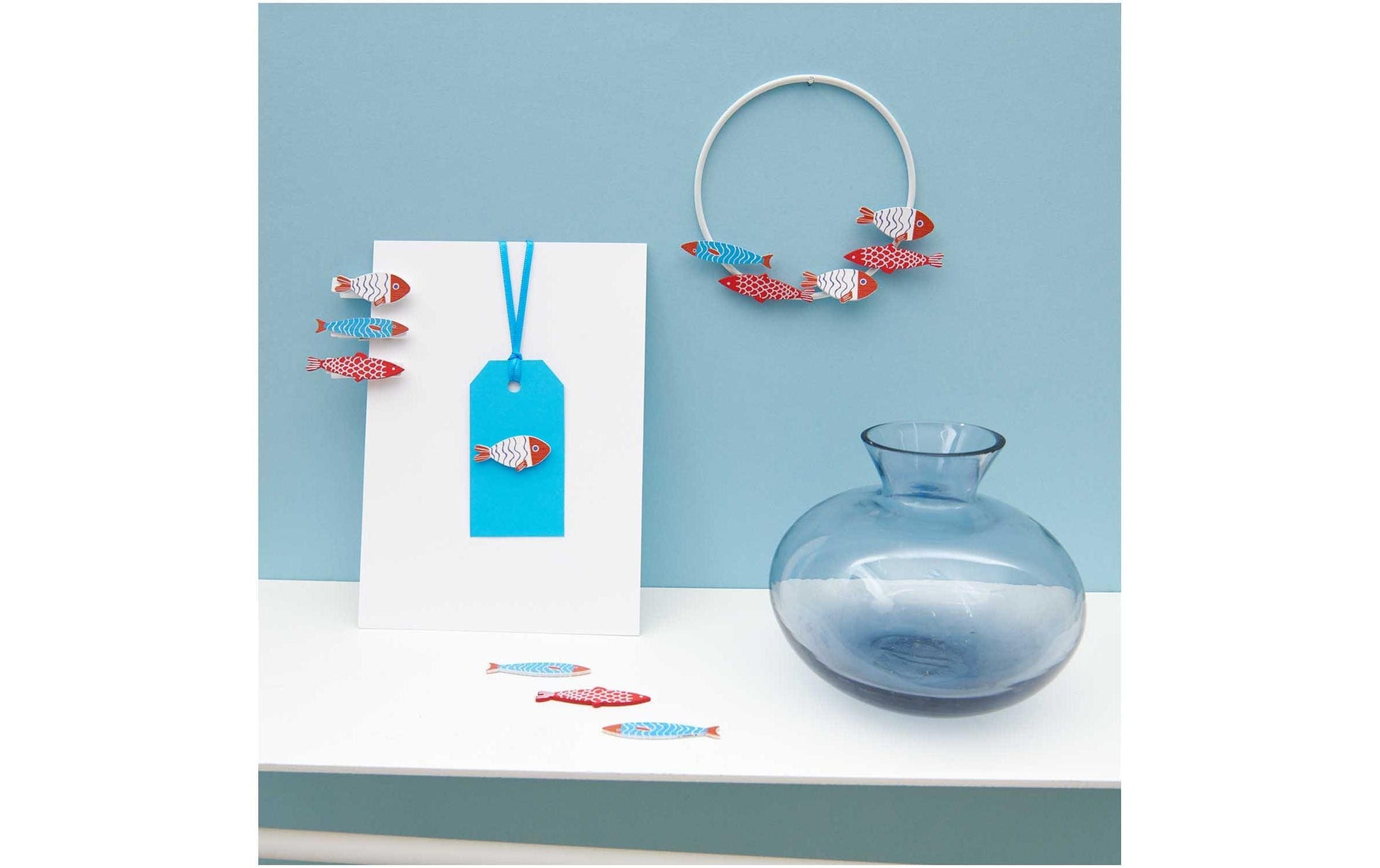 Rico Design Sticker – Fische, mehrfarbig – 24 Stück, Holz