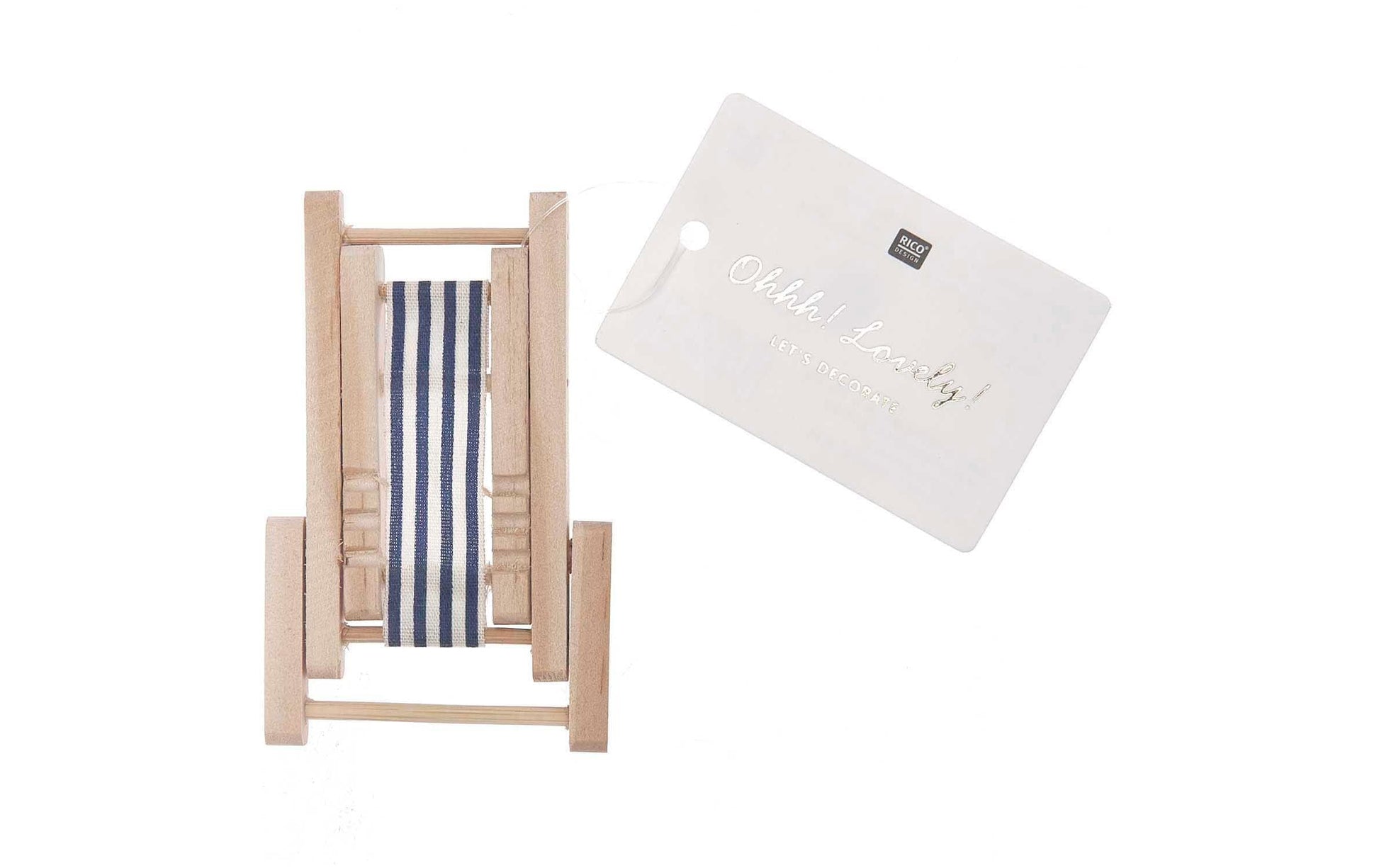 Rico Design Mini-Liegestuhl – 4,5 × 7 cm – Stoff & Holz, Mehrfarbig
