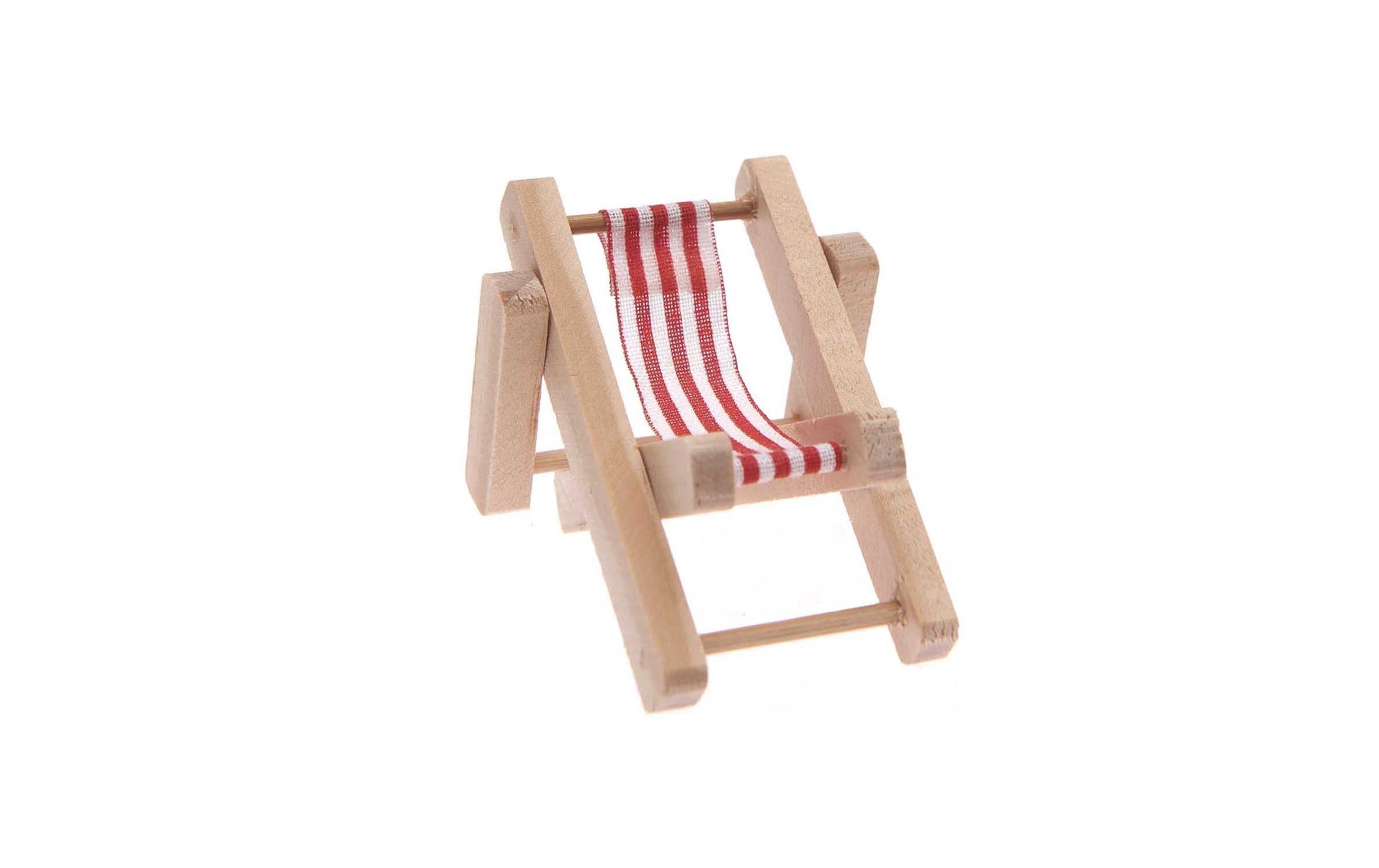 Rico Design Mini Möbel Liegestuhl – 4,5 × 7 cm – Stoff & Holz, mehrfarbig, 1 Stück