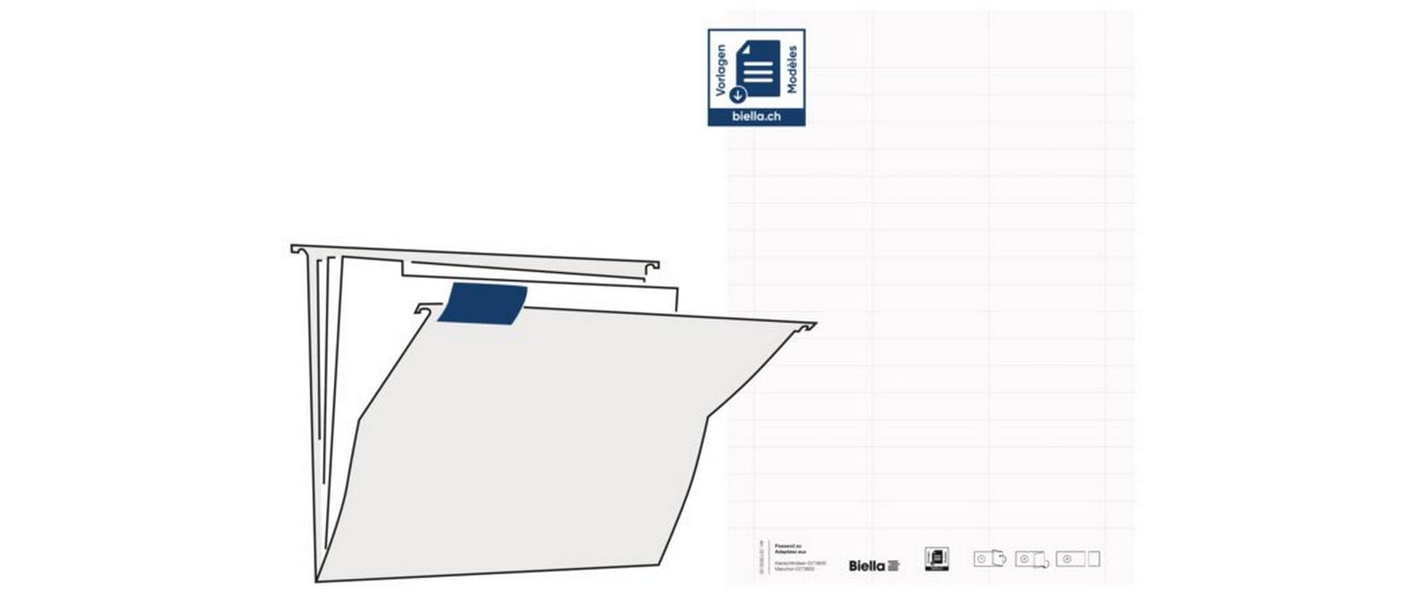 Biella Beschriftungsetiketten, 61 mm × 14 mm, weiss, Papier, für PVC-Reiter, 5 Bogen (51 Etiketten/Bogen)