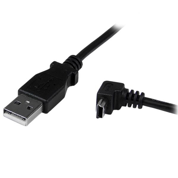 StarTech.com USB-A auf Mini-USB-B Kabel – USB 2.0 (480 Mbit/s) – 2 m – Abgewinkelt, PVC-Mantel – Schwarz