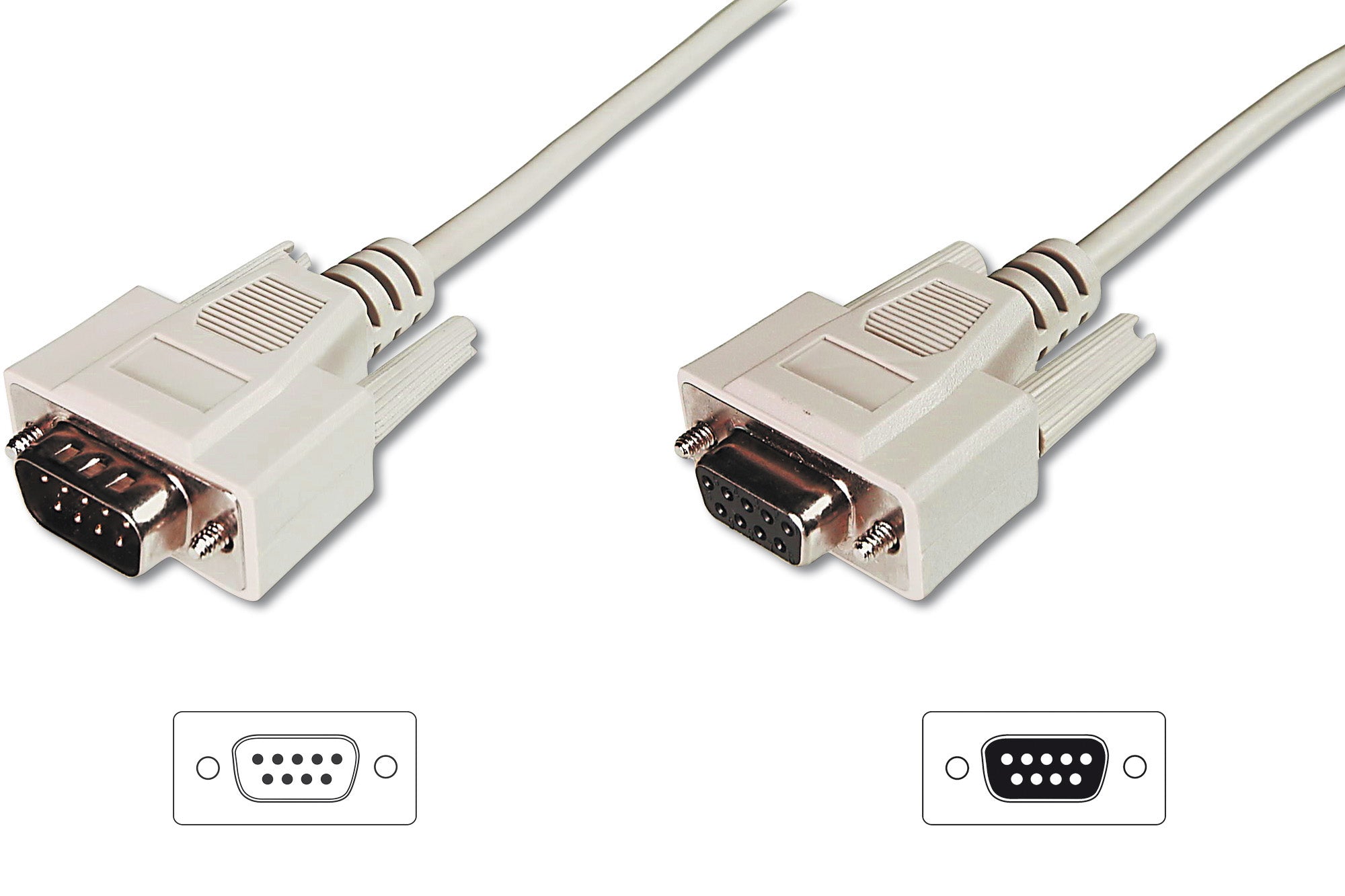 Digitus RS-232 Kabel D-Sub9 (M→F), 3 m, beige