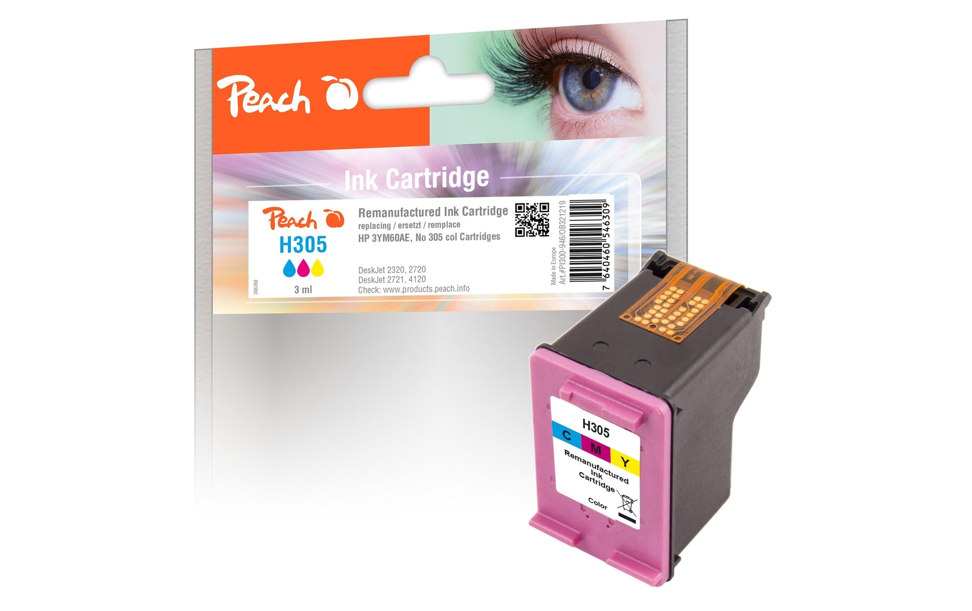 Peach 305 Dreifarbig Tintenpatrone (Kompatibel) – 100 Seiten – für HP DeskJet 2320/2720/4120 … – 3YM60AE