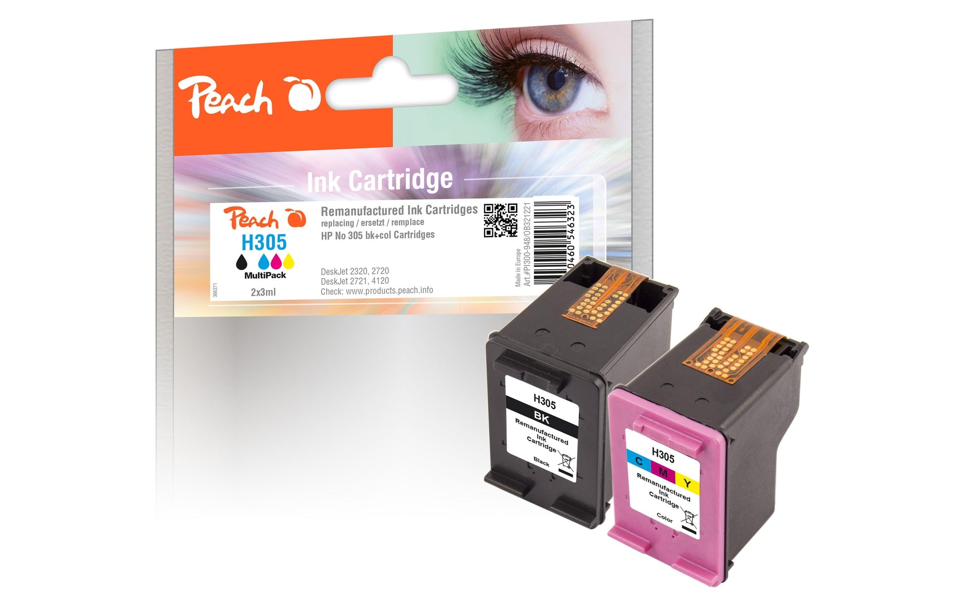 Peach 305 Tintenpatronen-Multipack, Schwarz/Dreifarbig (Kompatibel) – für HP DeskJet 2700 Serie, Envy 6010/60