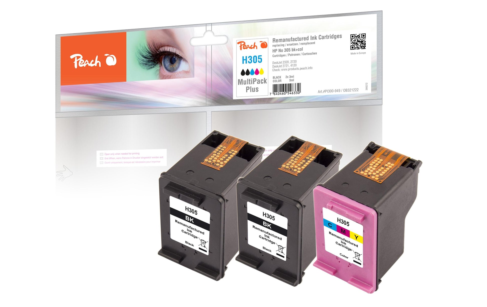 Peach 305 Tintenpatronen-Multipack, Schwarz/Cyan/Magenta/Gelb (Kompatibel) – für HP 2700/Plus 4100/Envy 6010…