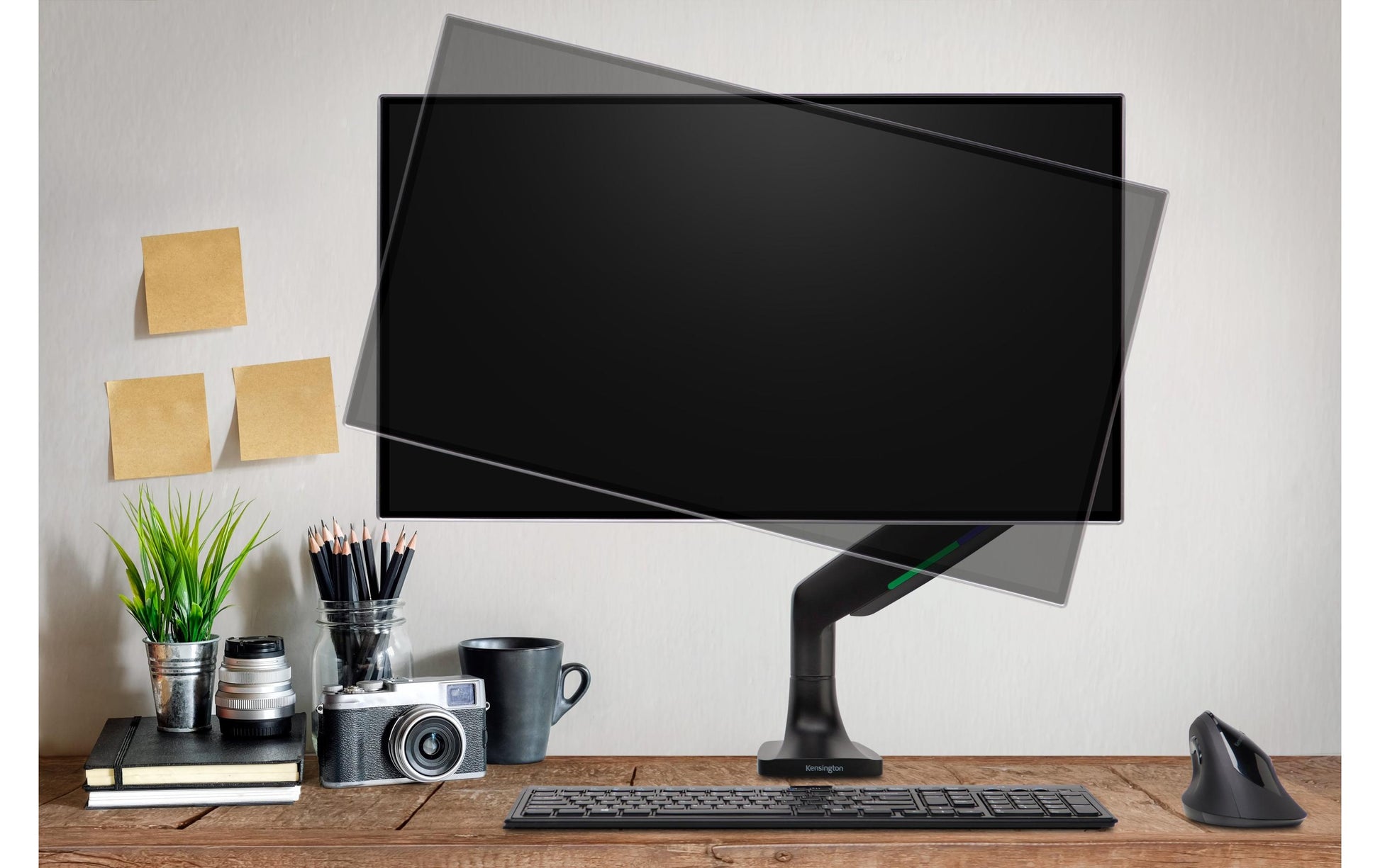 Kensington One Touch SmartFit – Monitorarm, C-Klemme/Tülle, bis 34", VESA 75 × 75/100 × 100 mm, schwarz