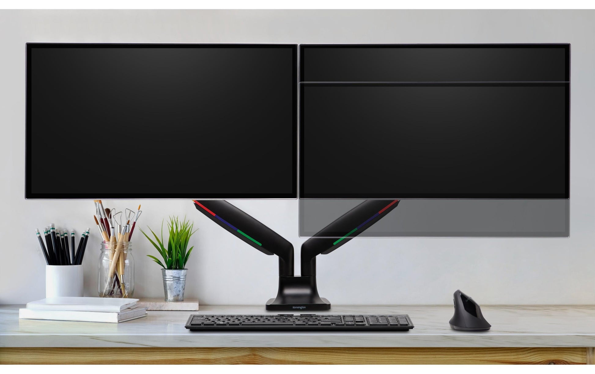 Kensington One Touch SmartFit – Monitorarm, 2 Monitore, Tischklemme, bis 34", VESA 75 × 75/100 × 100 mm, 9 kg