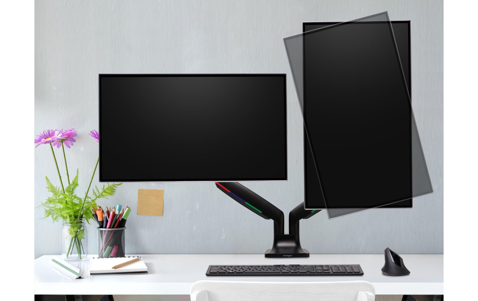Kensington One Touch SmartFit – Monitorarm, 2 Monitore, Tischklemme, bis 34", VESA 75 × 75/100 × 100 mm, 9 kg