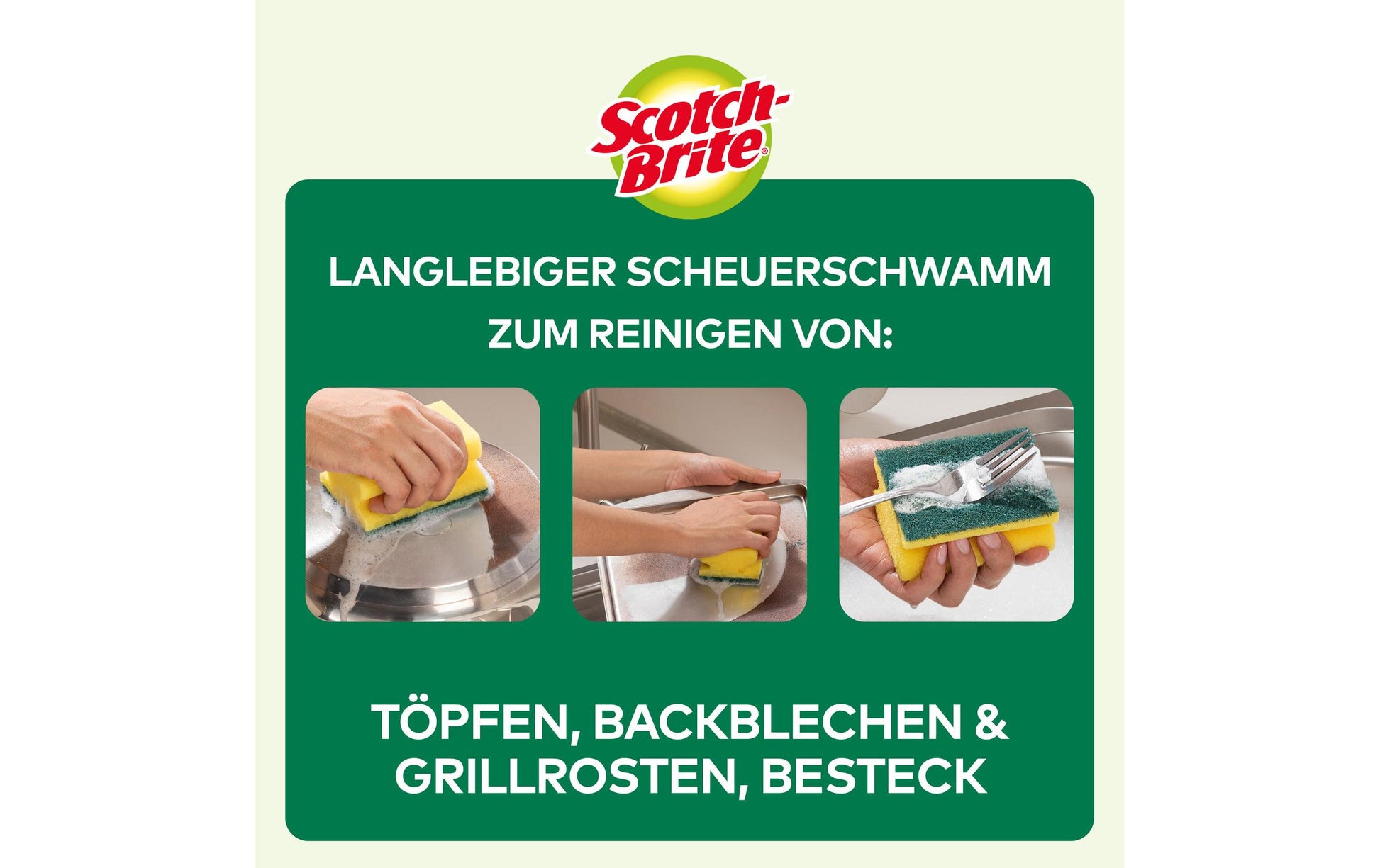3M Scotch-Brite Scheuerschwamm Classic – Schaumstoff, Rechteckig, für Pfannen, mehrfarbig, 16 Stk.