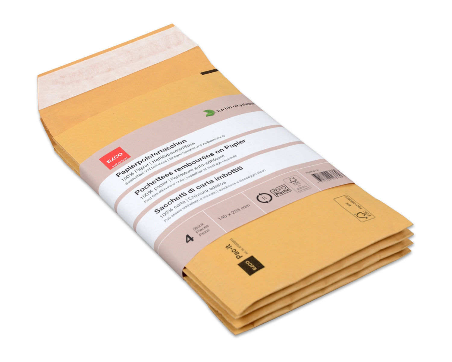 Elco Seitenfaltentasche – 140 × 225 mm, selbstklebend, Papier, braun – 40 Stk.