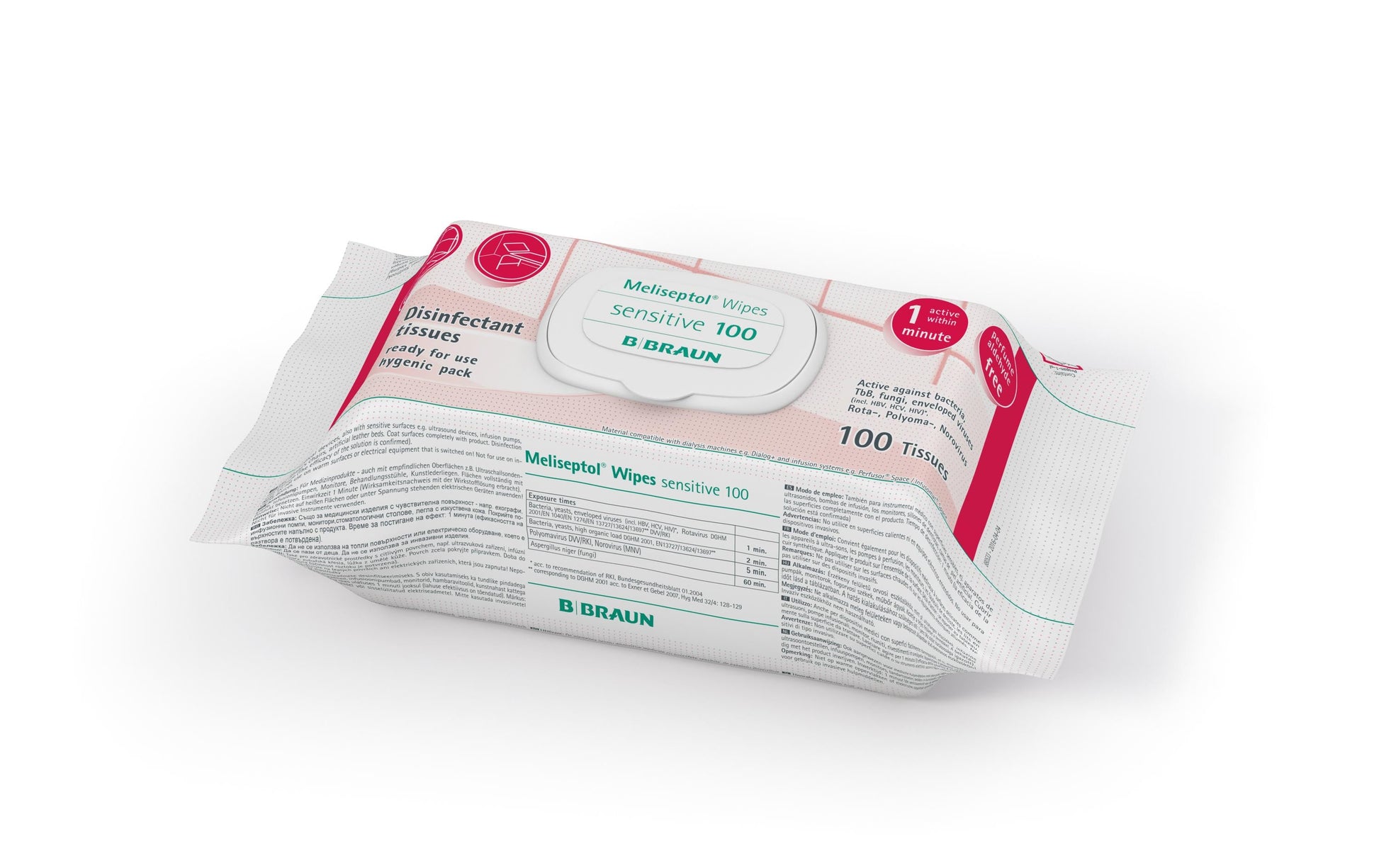 B. Braun Meliseptol Wipes sensitive Desinfektionstücher – alkoholhaltig – für Flächen – 100 Stk.