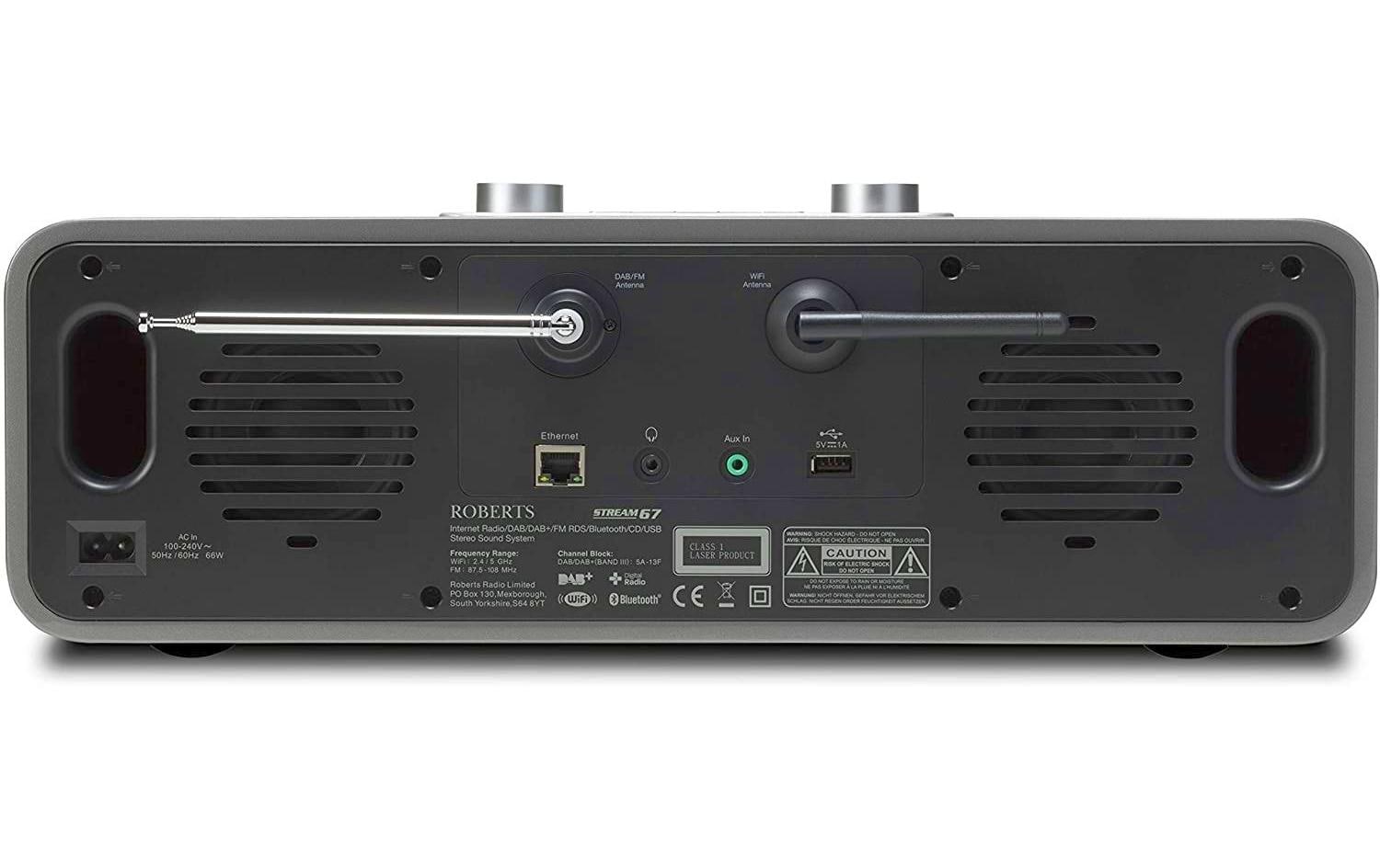 Roberts Radio Roberts Stream 67 – DAB-/Internetradio – Tischradio – DAB+, UKW, CD, Bluetooth – Silber