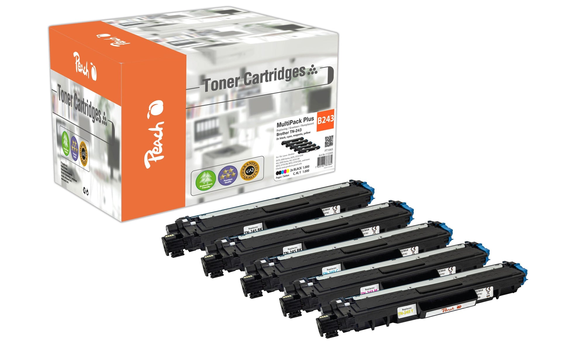 Peach Toner-Multipack TN-243 – BK/C/M/Y, 1000 Seiten – für Brother DCPL 3500/3510/3517 und andere