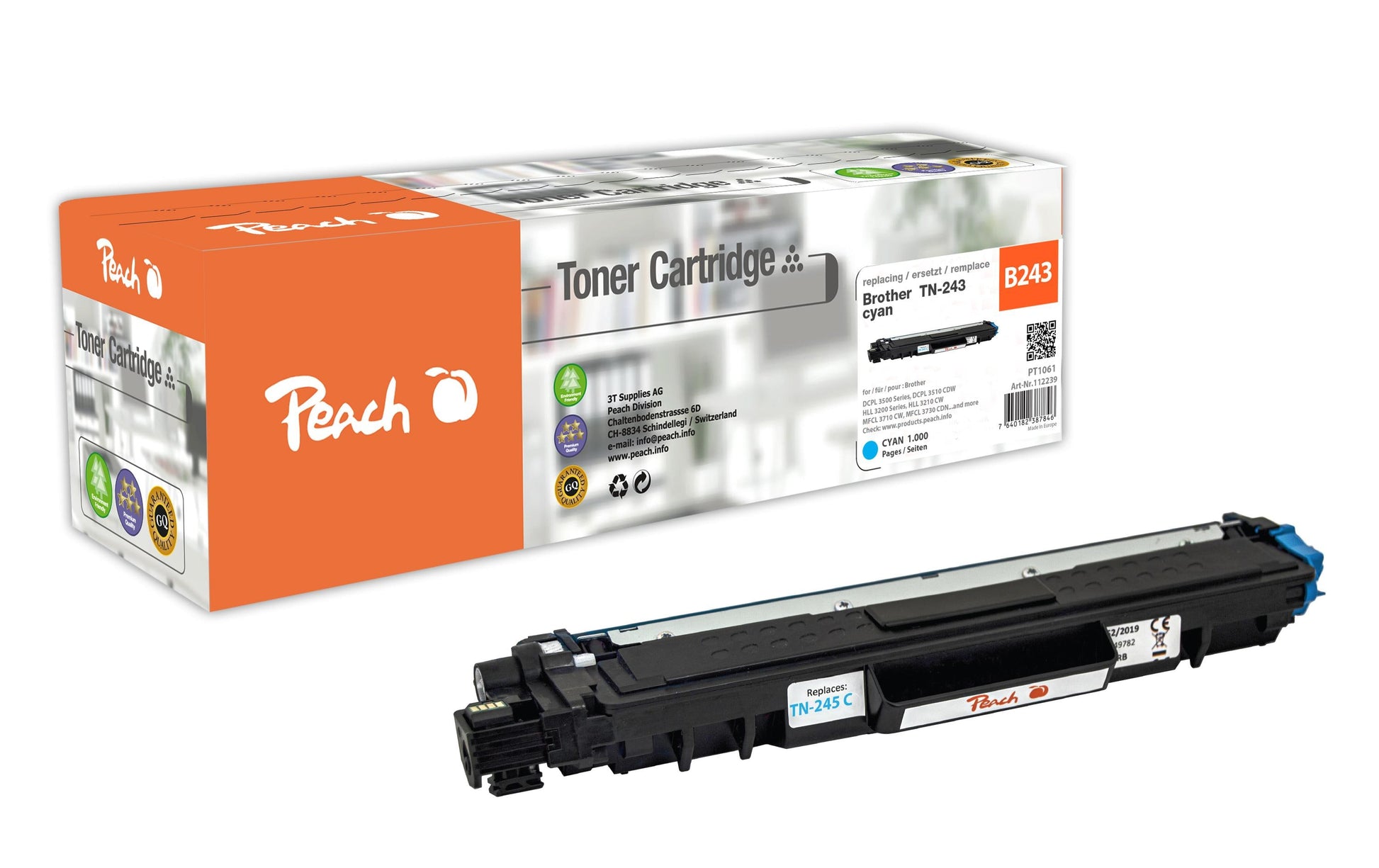 Peach TN-243C Cyan Toner – Kompatibel – 1'000 Seiten – für Brother