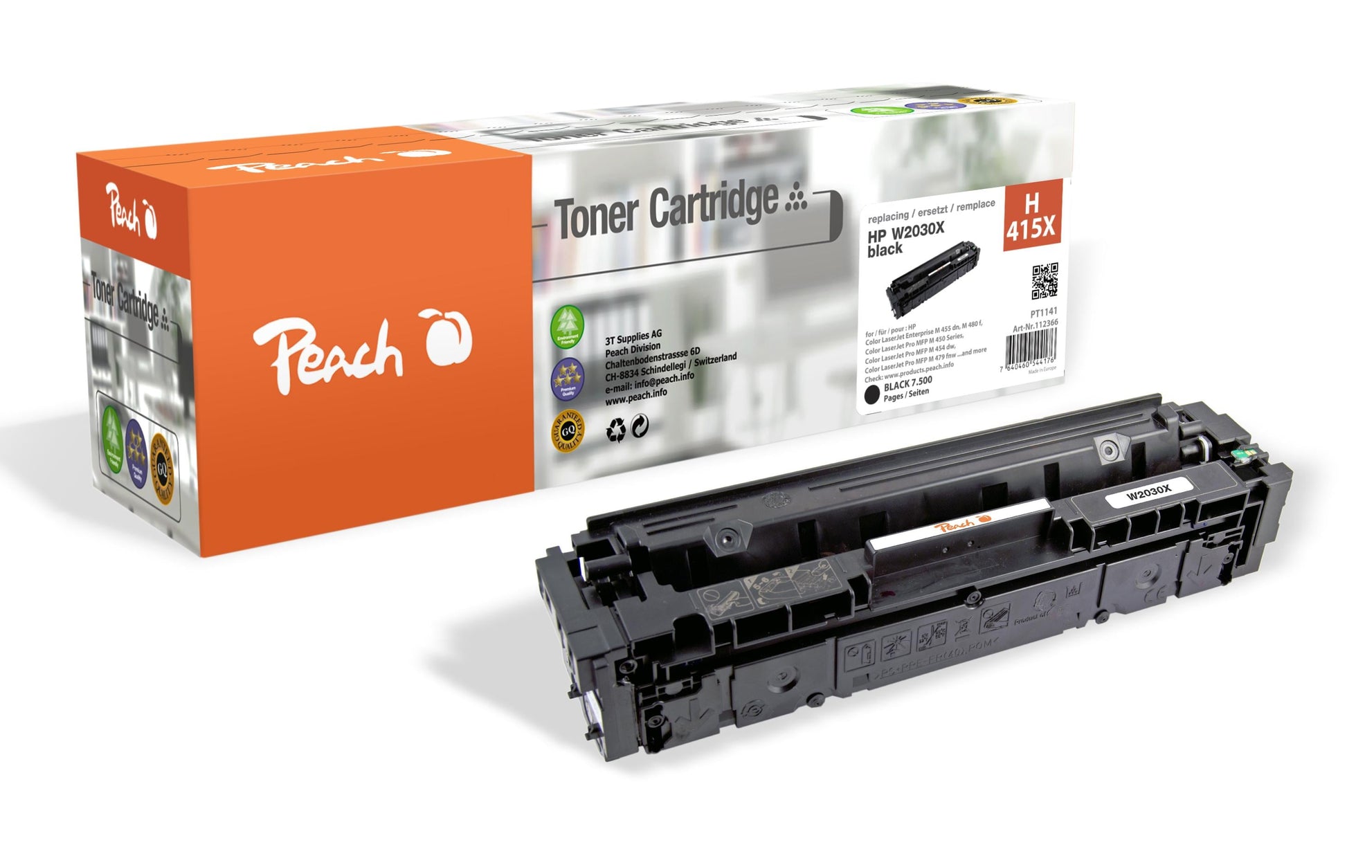 Peach 415X (W2030X) Schwarz Toner – Kompatibel – 7'500 Seiten – für HP Color LaserJet Enterprise M455 dn/Color