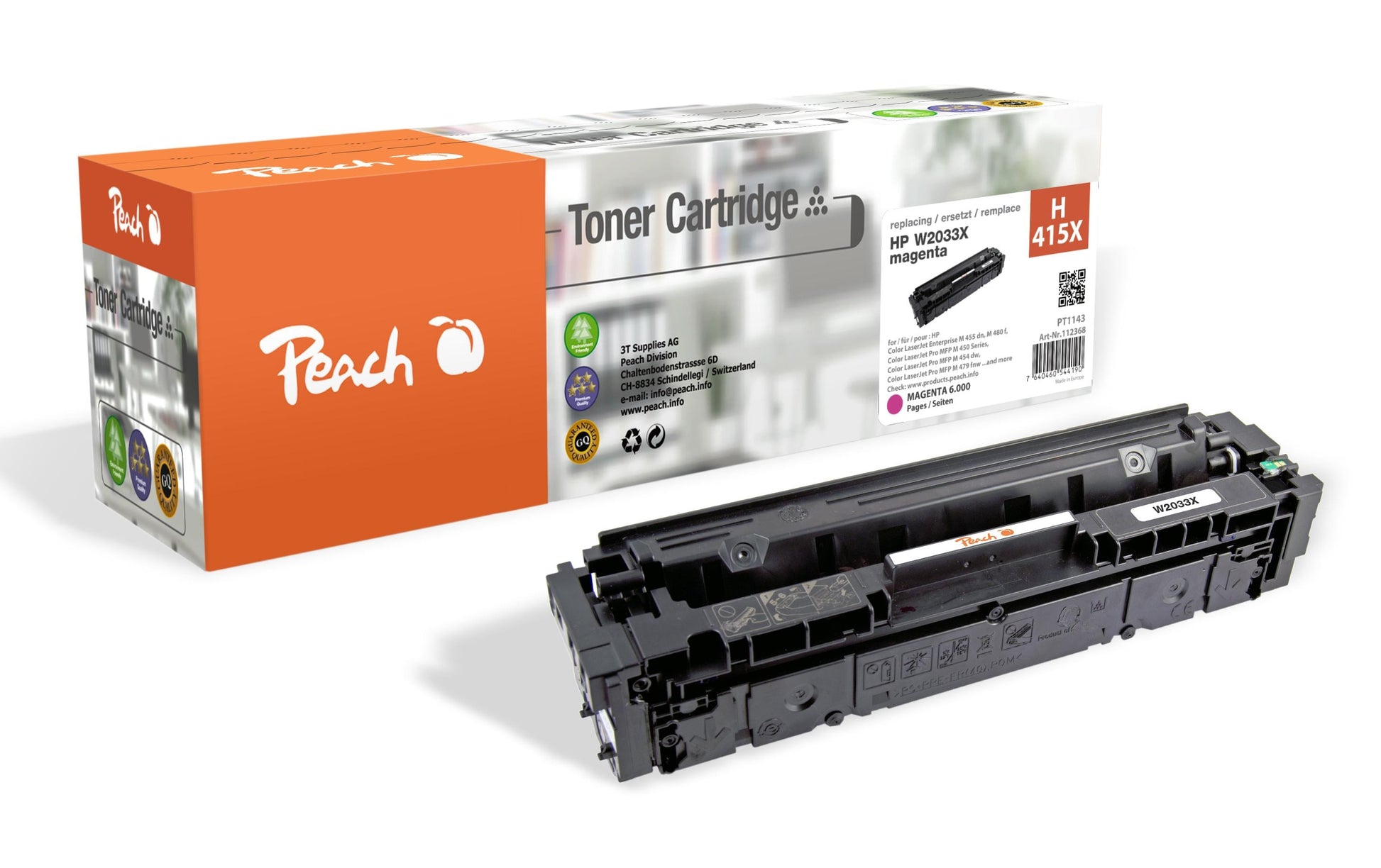 Peach 415X (W2033X) Magenta Toner – Kompatibel – 6'000 Seiten – für HP Color LaserJet Pro M454