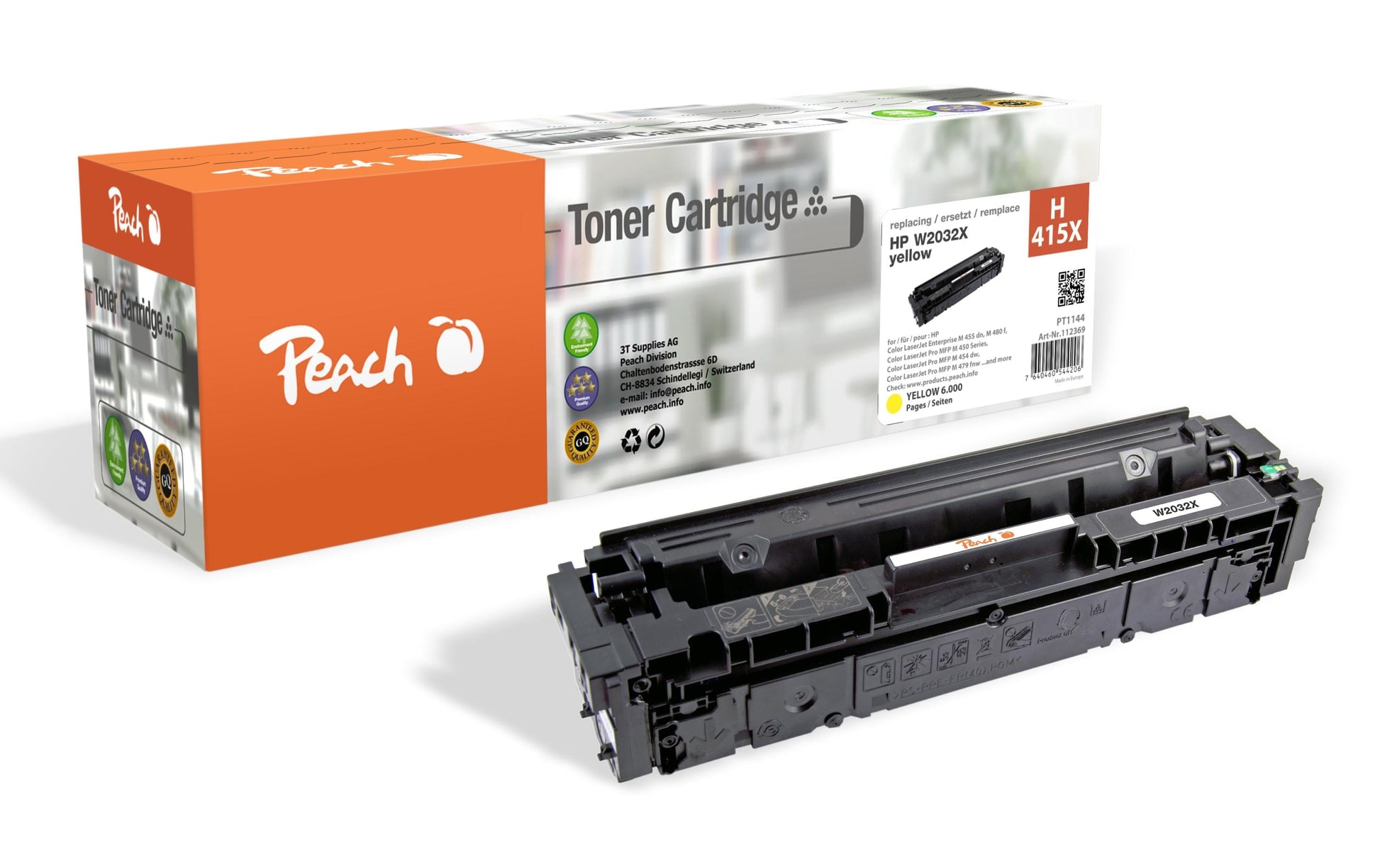 Peach Toner 415X/W2032X – gelb, 6000 Seiten – für HP M455dn/M480f/E45028dn und andere