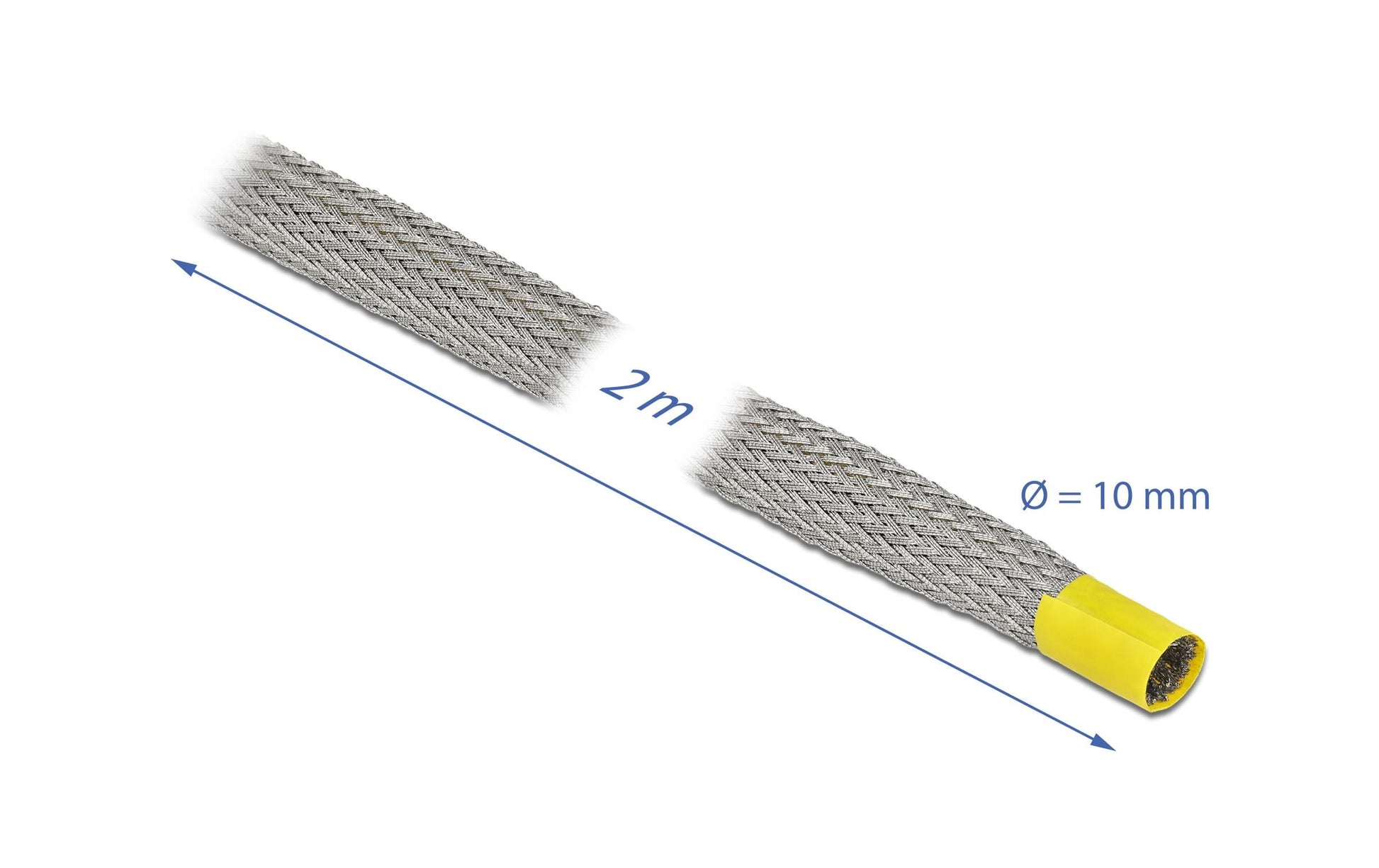 DeLOCK Kabelschlauch, Ø 10 mm, 2 m, EMV-Abschirmung, dehnbar, Kupfer – Grau
