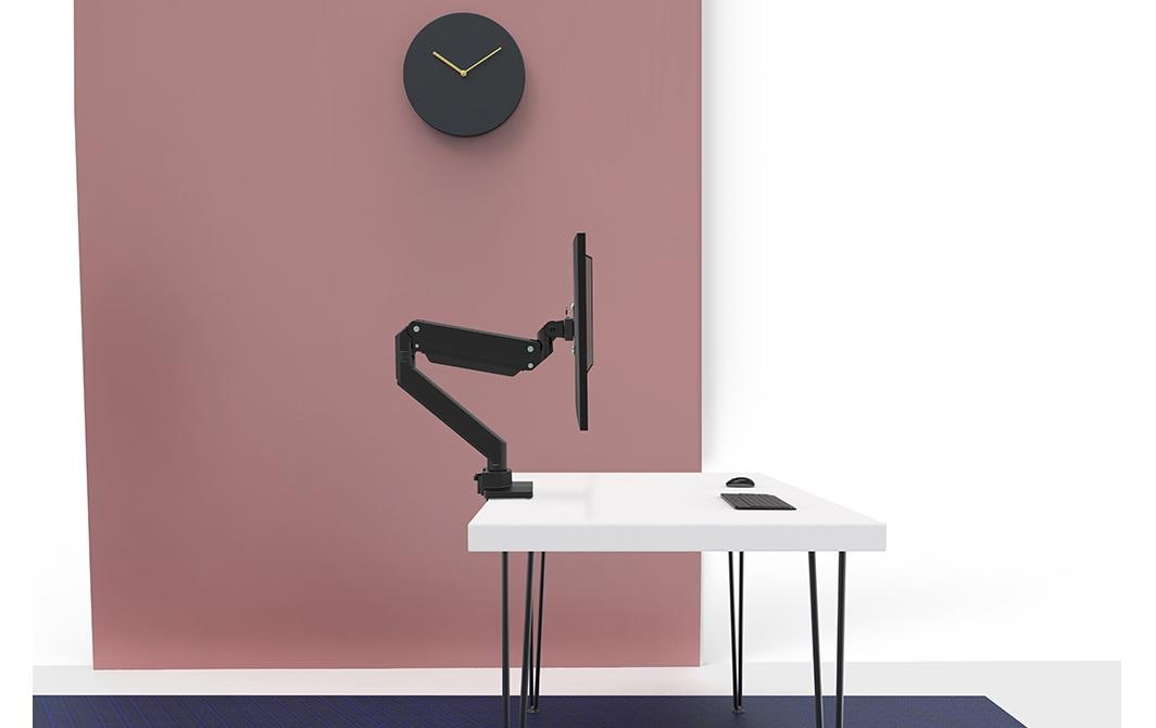 Neomounts D775 Blackplus – Monitorarm, Tischklemme, Tischdurchführung, bis 49", höhenverstellbar, Gasfeder