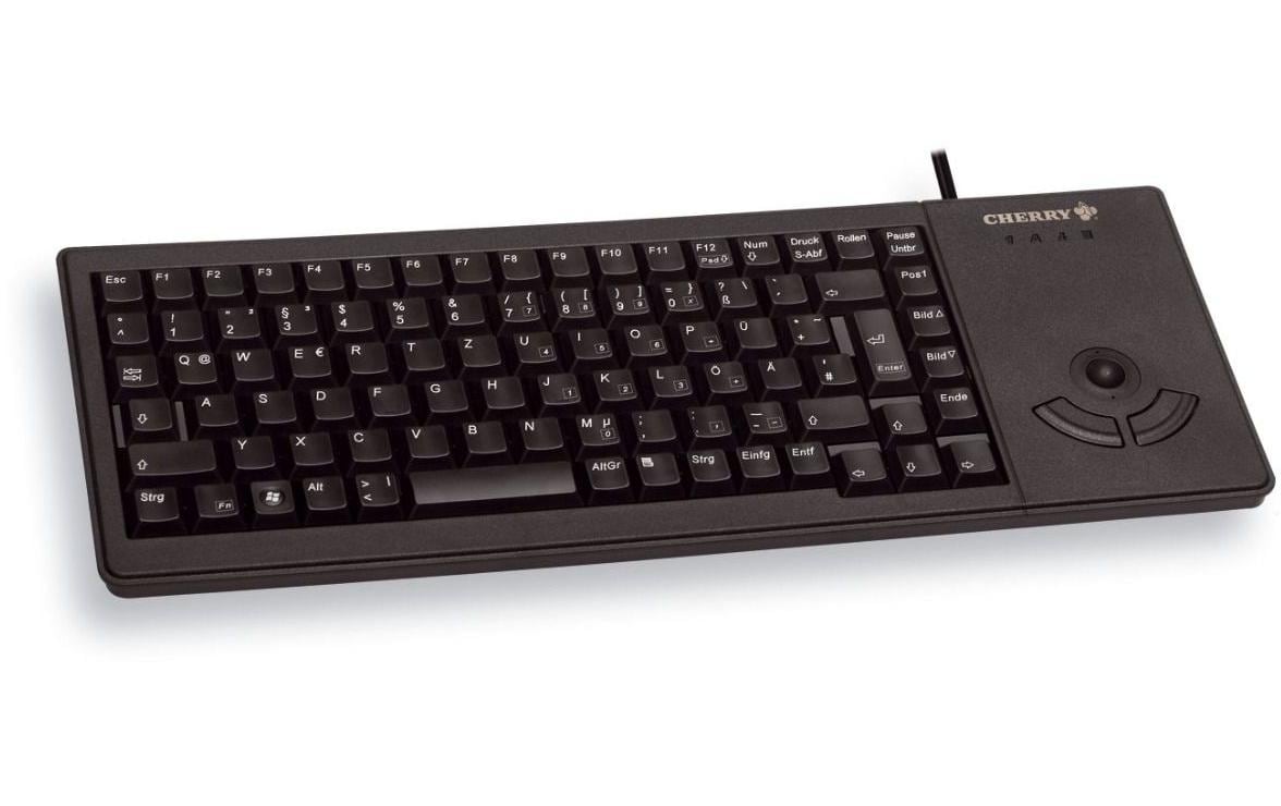 CHERRY G84-5400 XS – Tastatur, kabelgebunden (USB-A), CH-Layout (DE-CH), mit Trackball, schwarz
