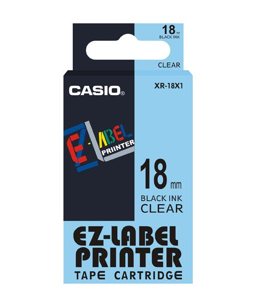 Casio XR-18X1 Schriftband – Schwarz auf Transparent – 18 mm × 8 m – für Casio