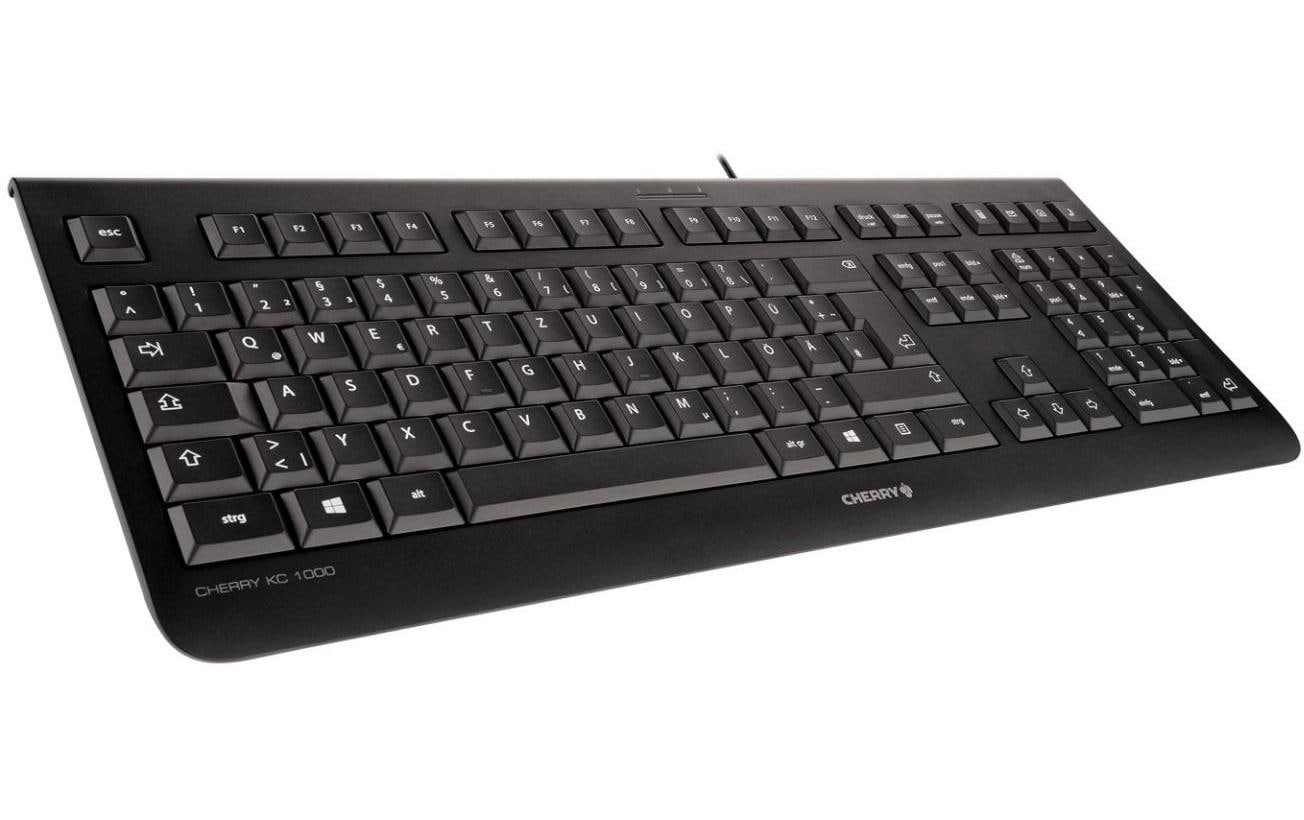 CHERRY KC 1000 – Tastatur, kabelgebunden (USB), CH-Layout (DE-CH), Fullsize (mit Ziffernblock), Schwarz