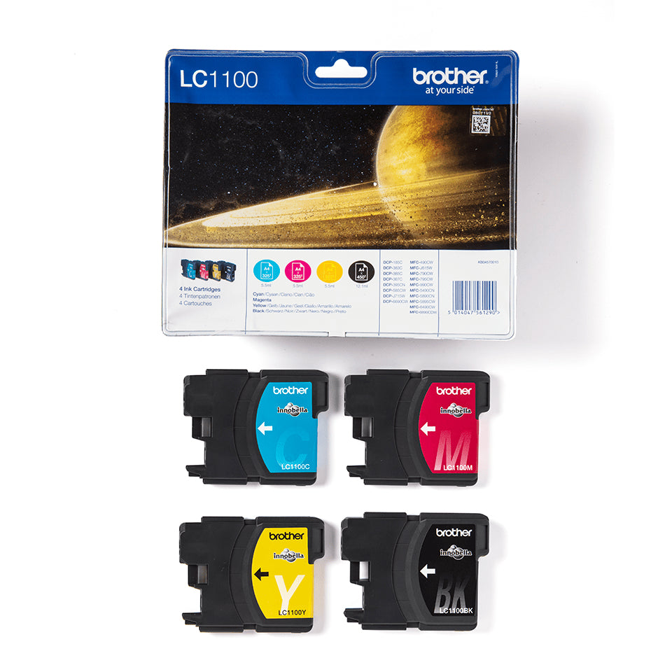Brother LC1100VALBP Tintenpatronen-Multipack, Schwarz/Cyan/Magenta/Gelb (Original)