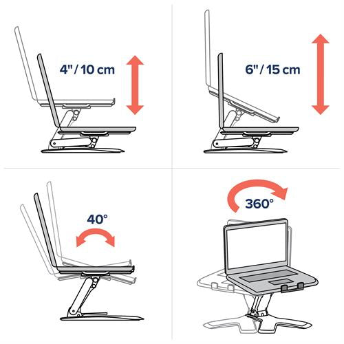 Ergotron Neo-Flex Laptop-Ständer – Höchstgewicht 6,4 kg, Höhenverstellung 15 cm – Schwarz