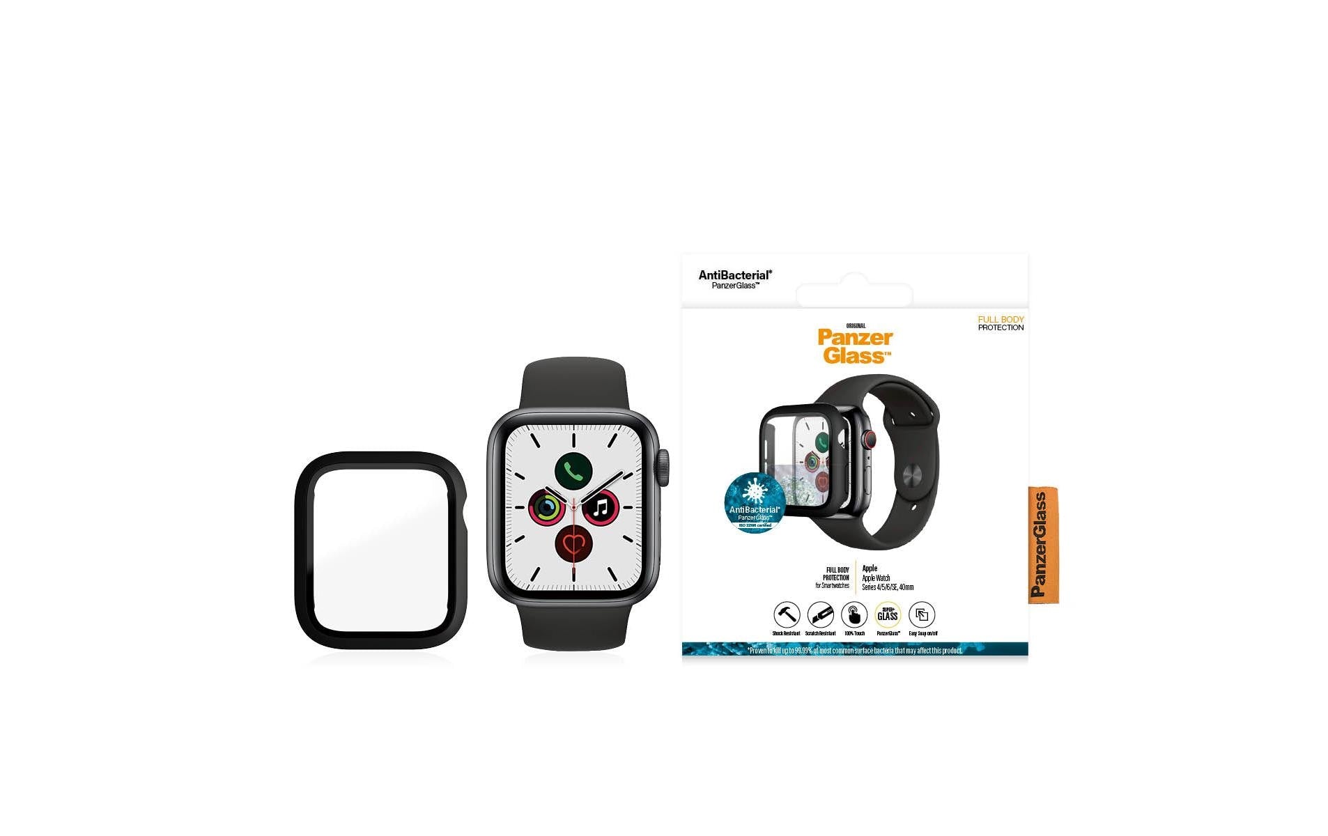 PanzerGlass Displayschutz (Panzerglas), Full Body – für Apple Watch Series 4/5/6/SE 40 mm