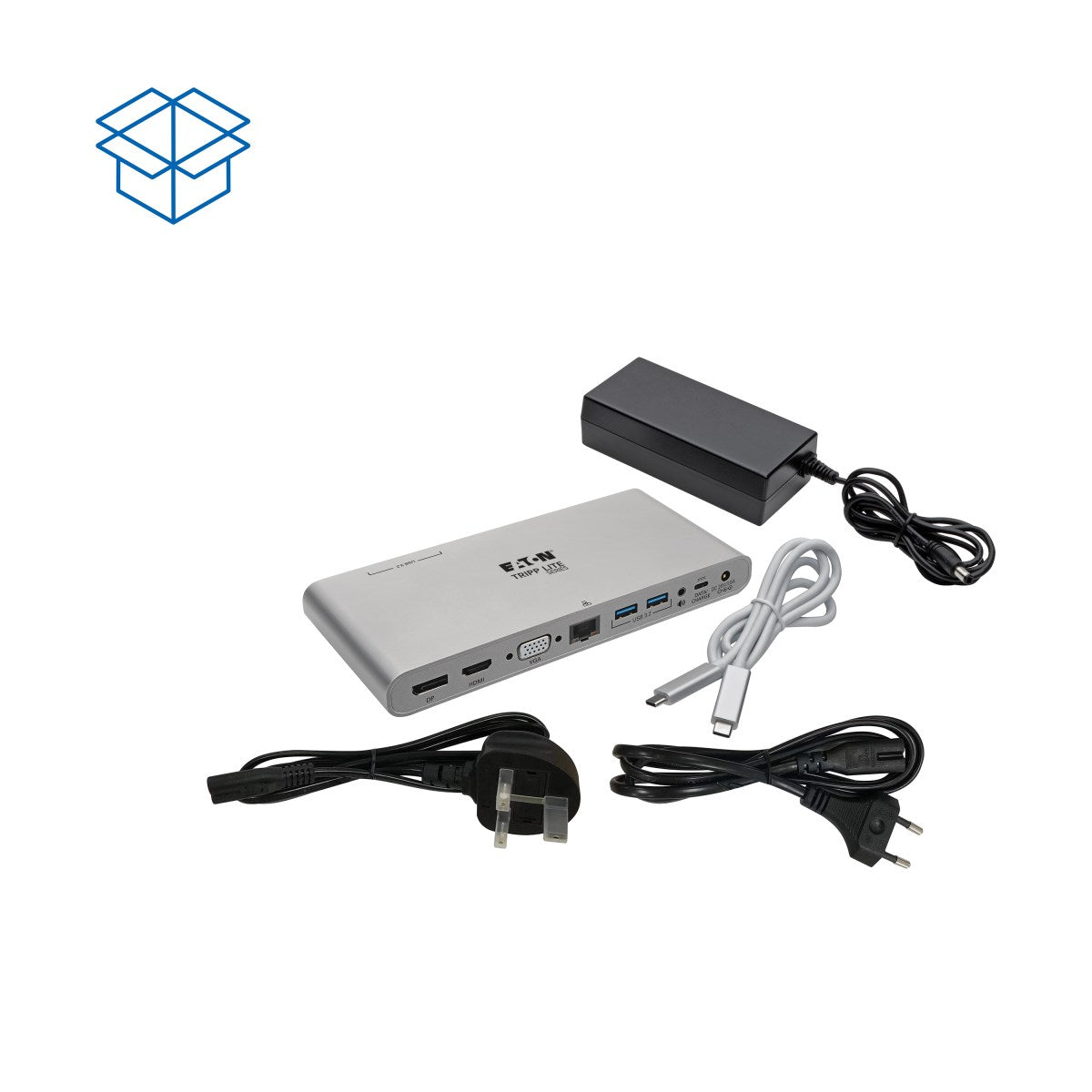 Tripp Lite U442-DOCK4-INT Dockingstation – USB-C, 1× DP, 1× HDMI, 1× VGA, 4× USB-A, 2× USB-C, 100 W PD, GbE