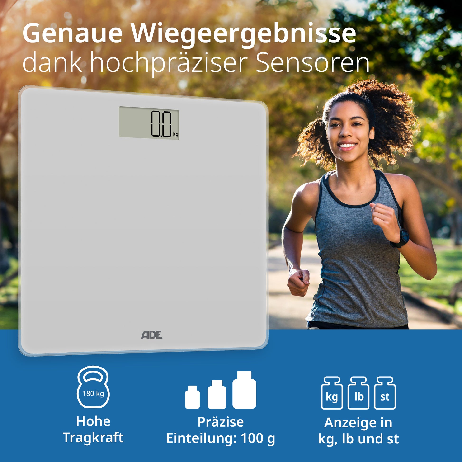 ADE Digitale Personenwaage Amina – Glas – 180 kg