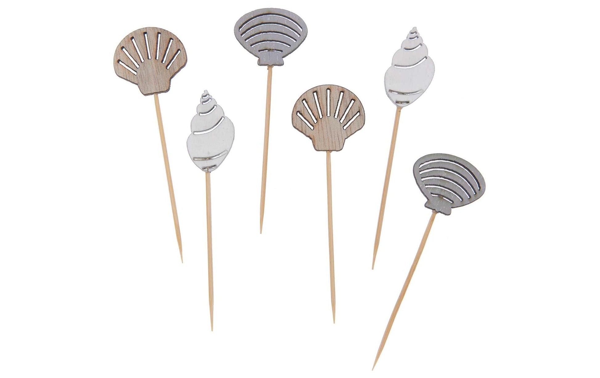 Rico Design Party-Piekser Muscheln – Weiss – 7,5 cm – Holz – 6 Stk